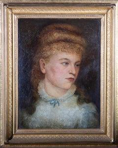 E. Robinson - 1870 Oil, Young Victorian Beauty