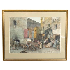 E. Roesler Franz Watercolor Of A Roman Street Scene
