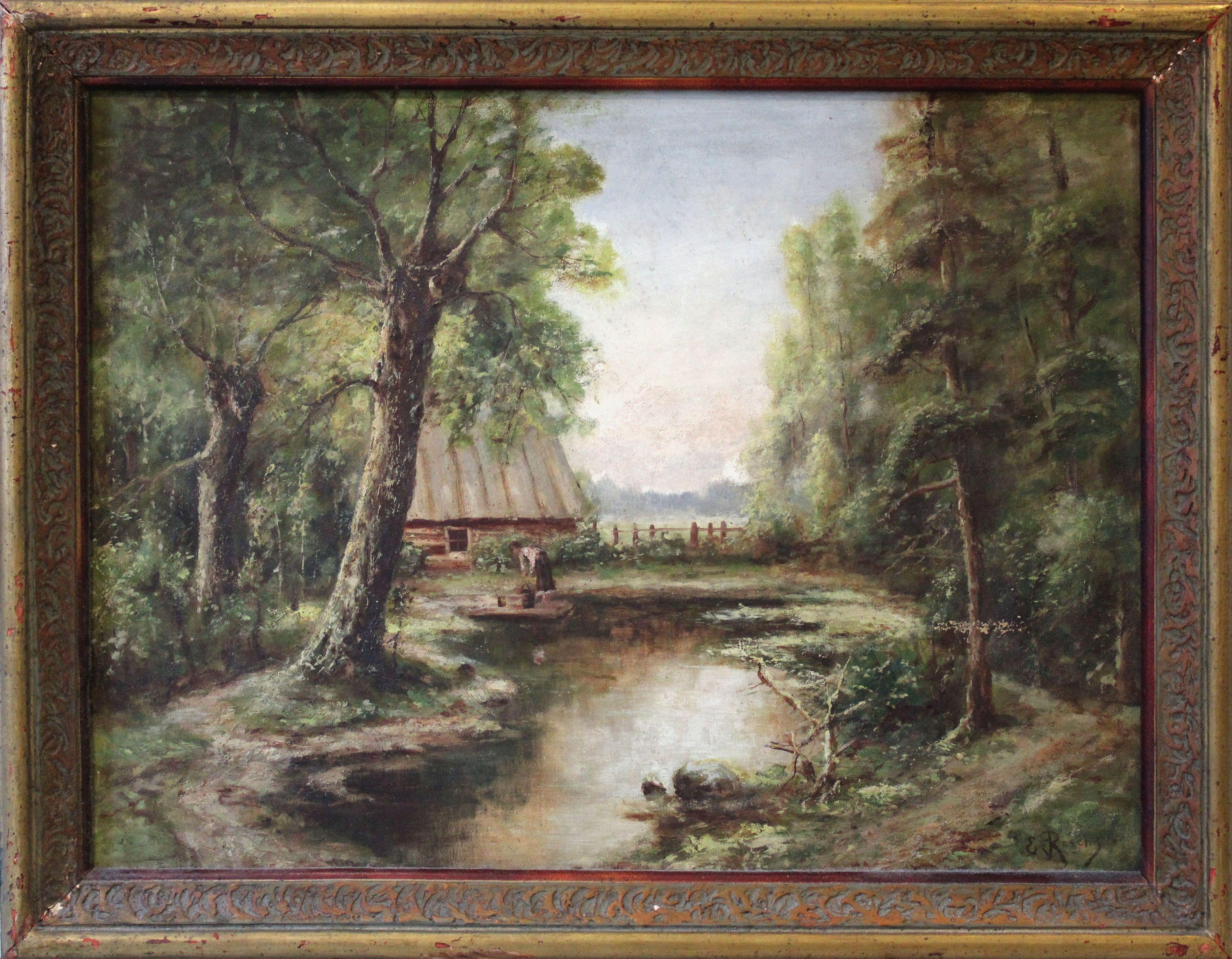 Landscape. Oil on canvas, 54x73 cm - Realist Painting by E. Rosens 
