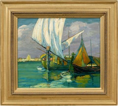 E. Scattolini Venetian painter - early 20th Impressionist lagoon sailing boats