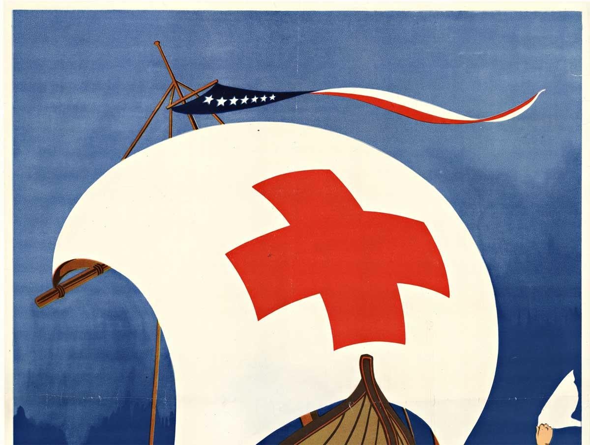 Rotes Kreuz Annual Roll Call Original Vintage-Plakat (Amerikanischer Impressionismus), Print, von E. Seaver