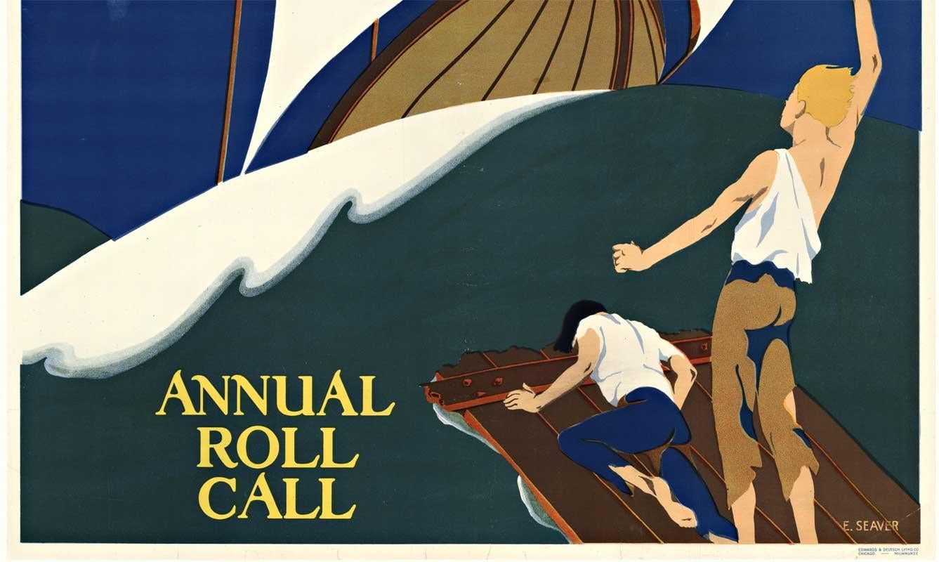 Affiche vintage originale de la Croix-Rouge Annual Roll Call - Violet Figurative Print par E. Seaver