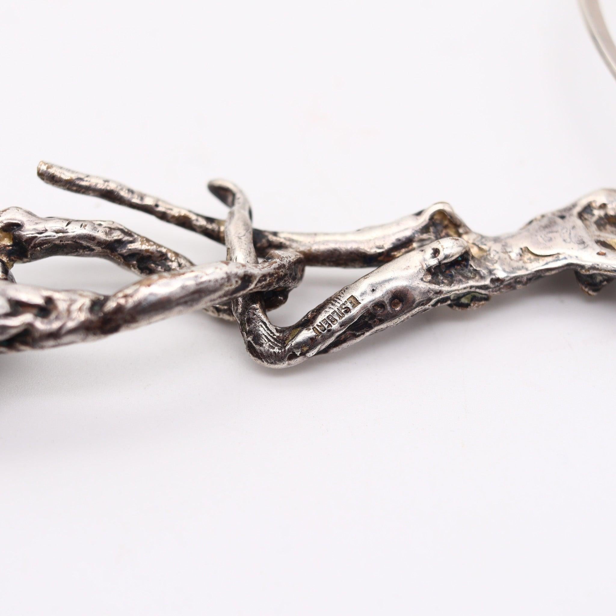 E. SILVERT 1960 Acrobati modernisti Collana scultorea in argento 925 in vendita 2