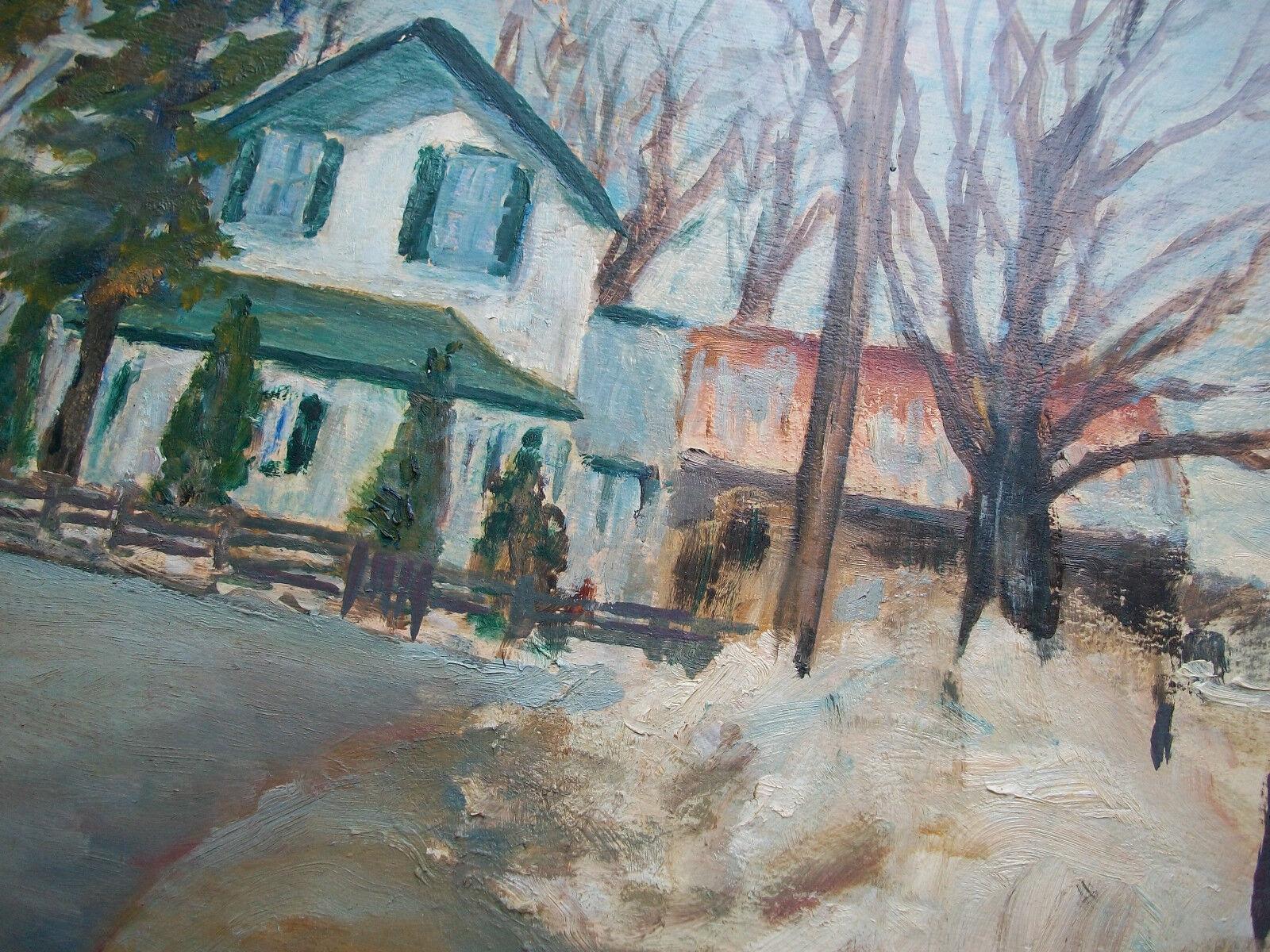 E. Simcoe - Vintage Impressionist style oil painting on panel - signed - unframed - Canada - mid 20th century.

Excellent vintage condition - very clean - no loss - no damage - no restoration - stain to the back of the Masonite panel (does not show