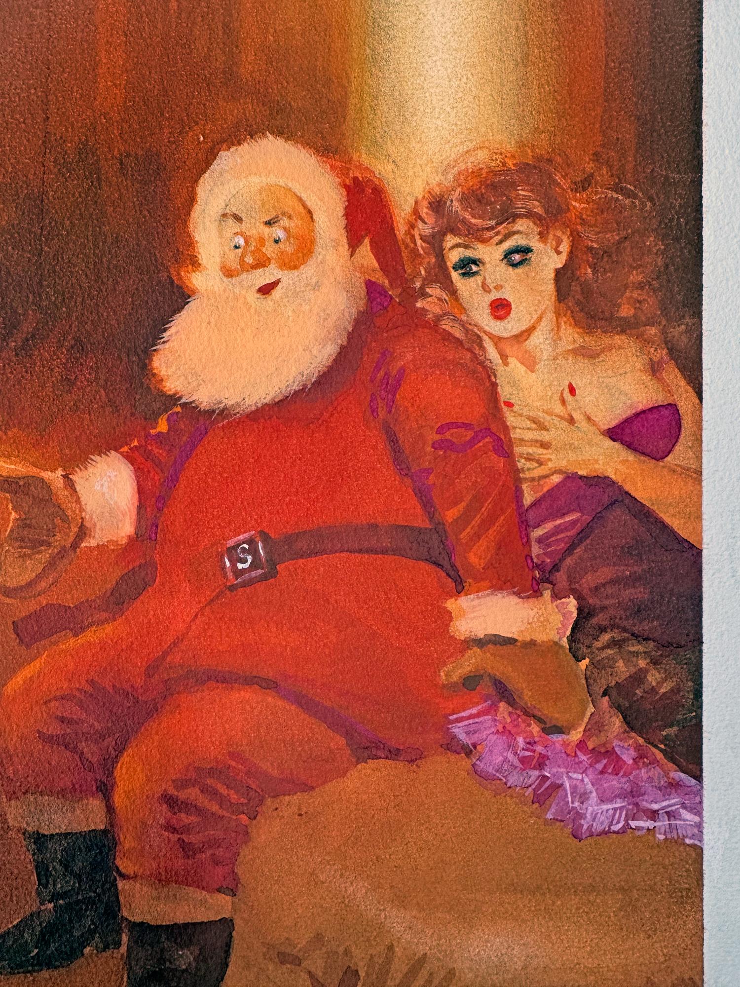 Le Santa Claus Sexy Playboy, premier illustrateur afro-américain, Elmer Simms - Réalisme Painting par E. Simms Campbell