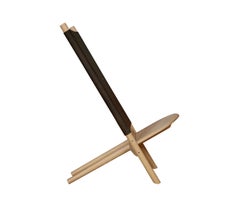 Eæ Slip Chair in White Oak and Charcoal Horween Leather by Erickson Aesthetics