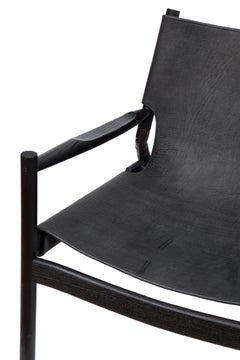 EÆ Slung Leather Lounge Chair in Charred Oak