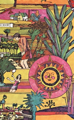 Póster vintage original de Palm Springs y las Comunidades del Valle de Coachella