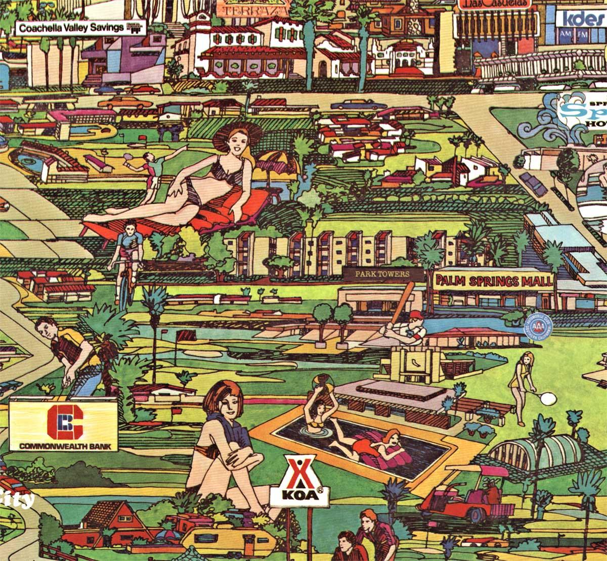 Póster vintage original de Palm Springs y las Comunidades del Valle de Coachella - Print moderno estadounidense de E. Smith