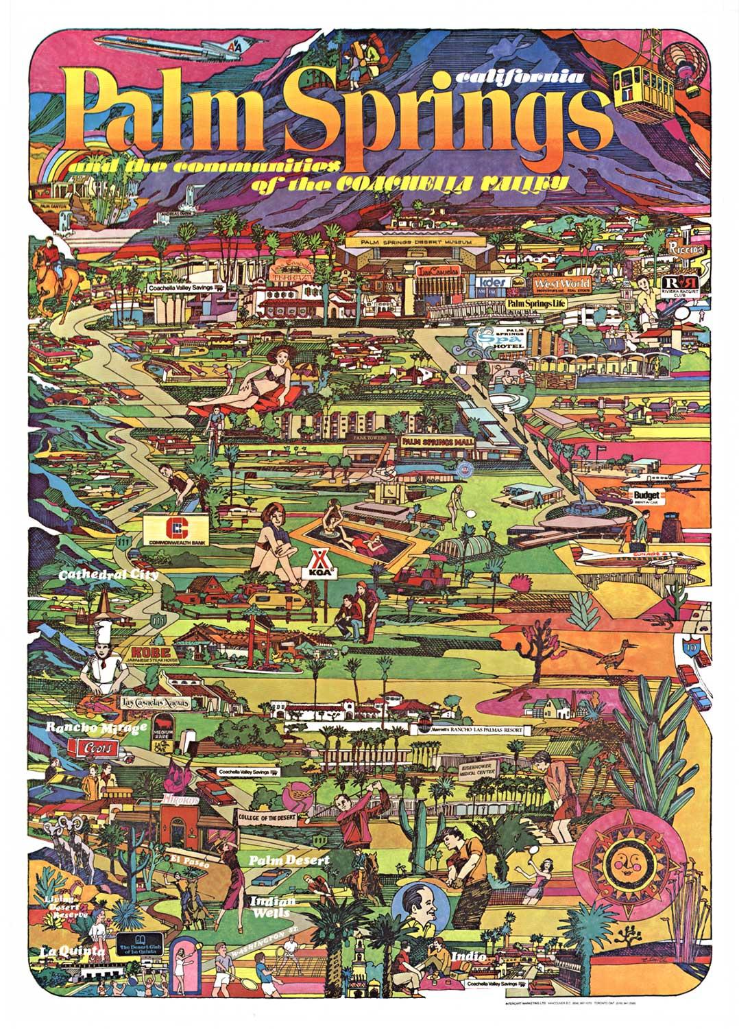 E. Smith Landscape Print - Original Palm Springs and The Communities of The Coachella Valley vintage poster