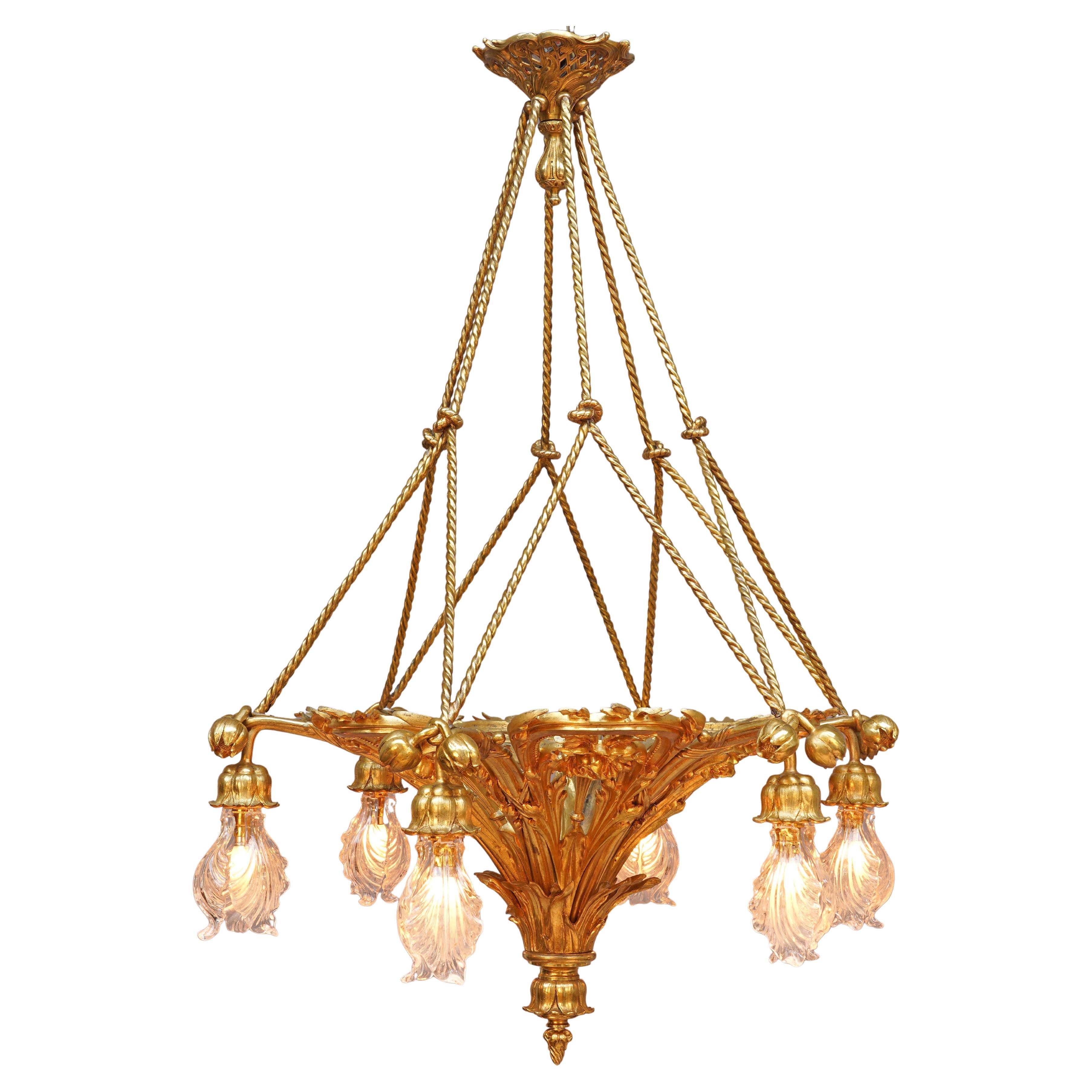E. Soleau, "Poppy" Chandelier, France, circa 1900 For Sale