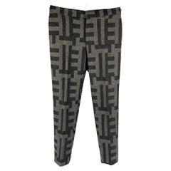 E. TAUTZ Size 32 Grey Charcoal Pattern Wool Zip Fly Dress Pants