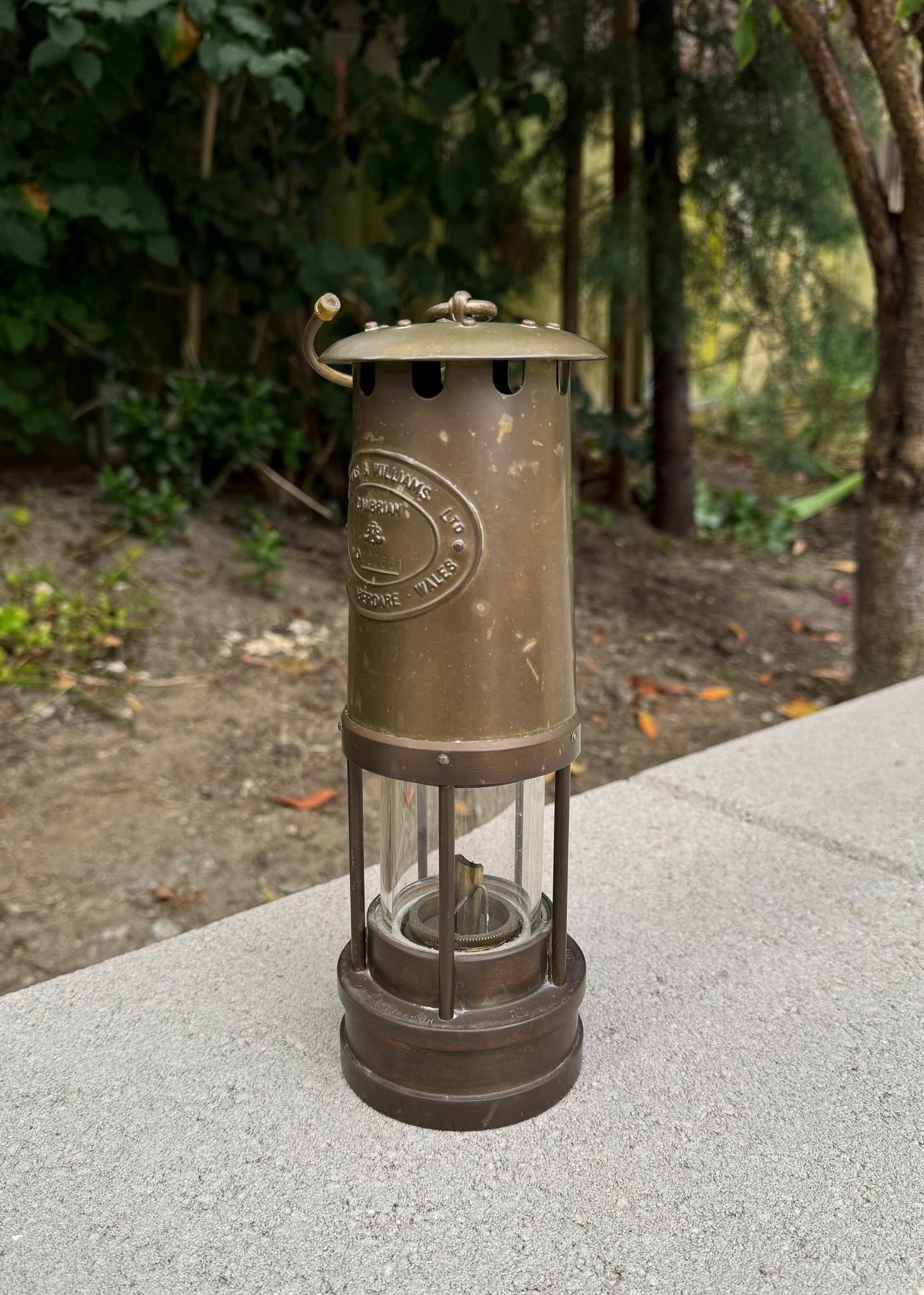 E. Thomas & Williams Brass Minors Lamp, United Kingdom, 1984.  Really great natural patina to the brass.  