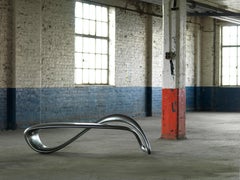 E-Turn, Chrome Fibreglass Sculptural Bench Seat in Chrome by Brodie Neill