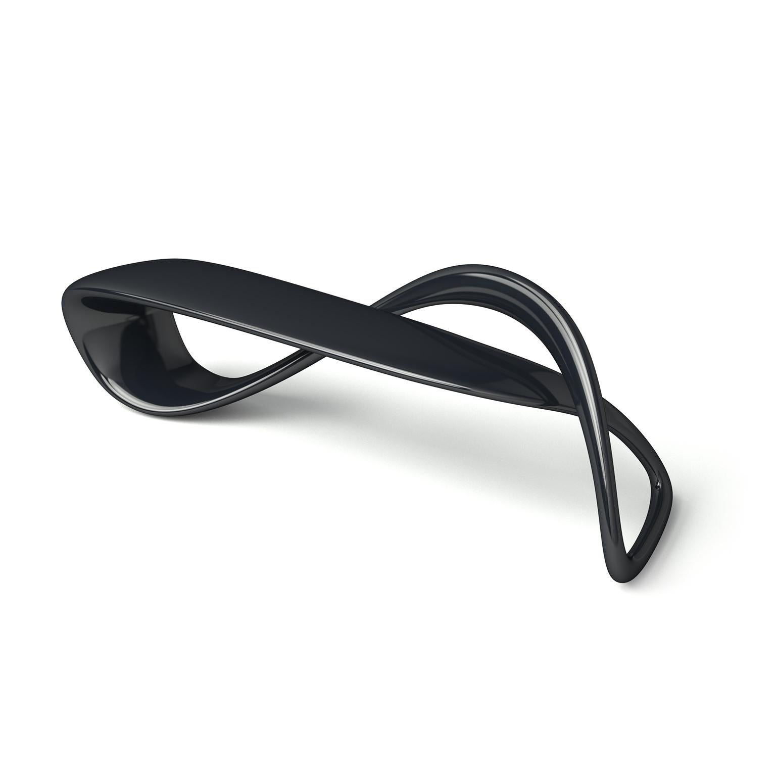 British E-Turn, Lacquered Fibreglass Sculptural Bench Seat in Black by Brodie Neill For Sale