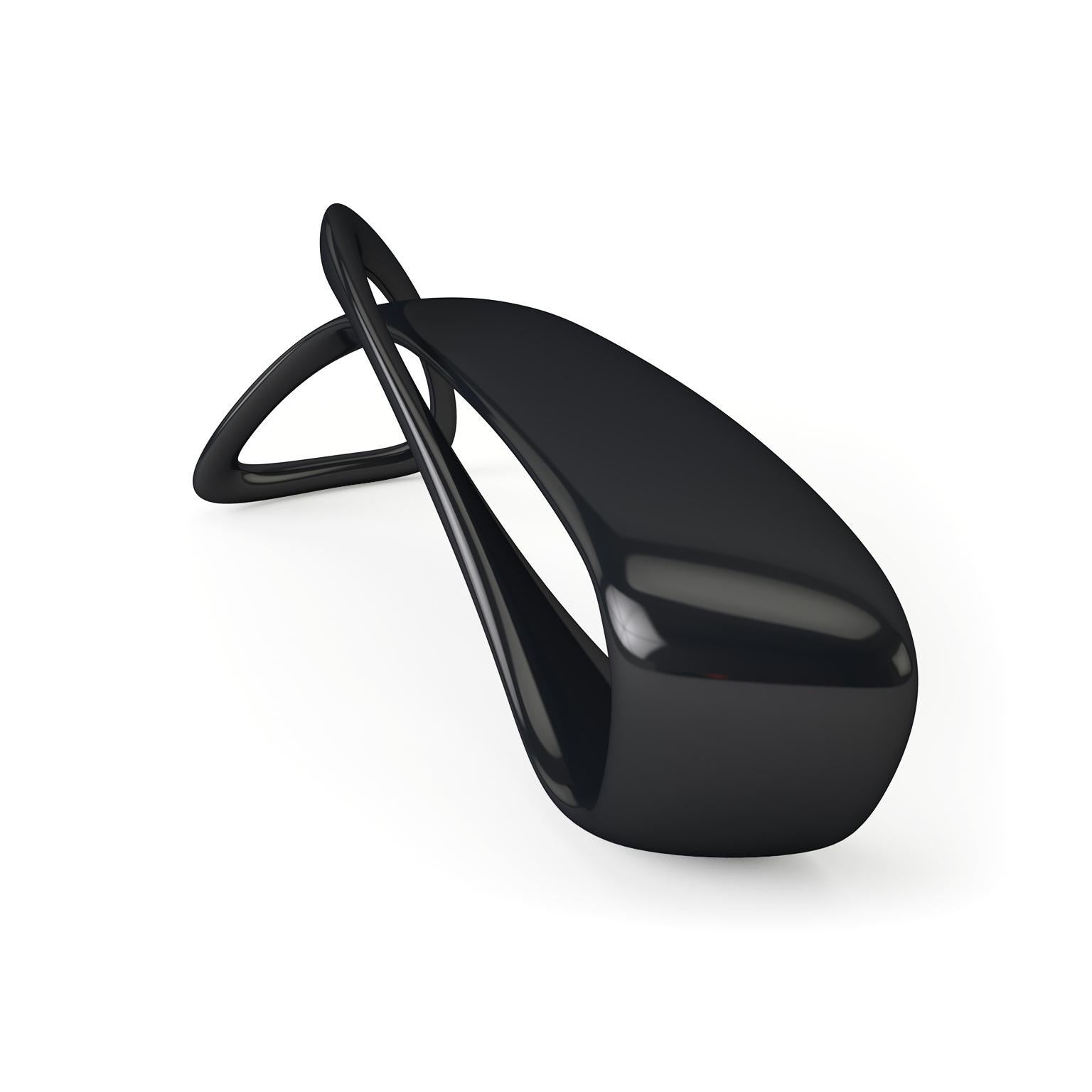 E-Turn, Lacquered Fibreglass Sculptural Bench Seat in Black by Brodie Neill In New Condition For Sale In London, GB