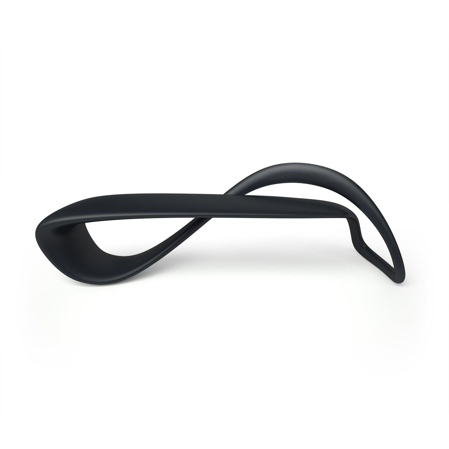 Contemporary E-Turn, Lacquered Fibreglass Sculptural Bench Seat in Black by Brodie Neill For Sale