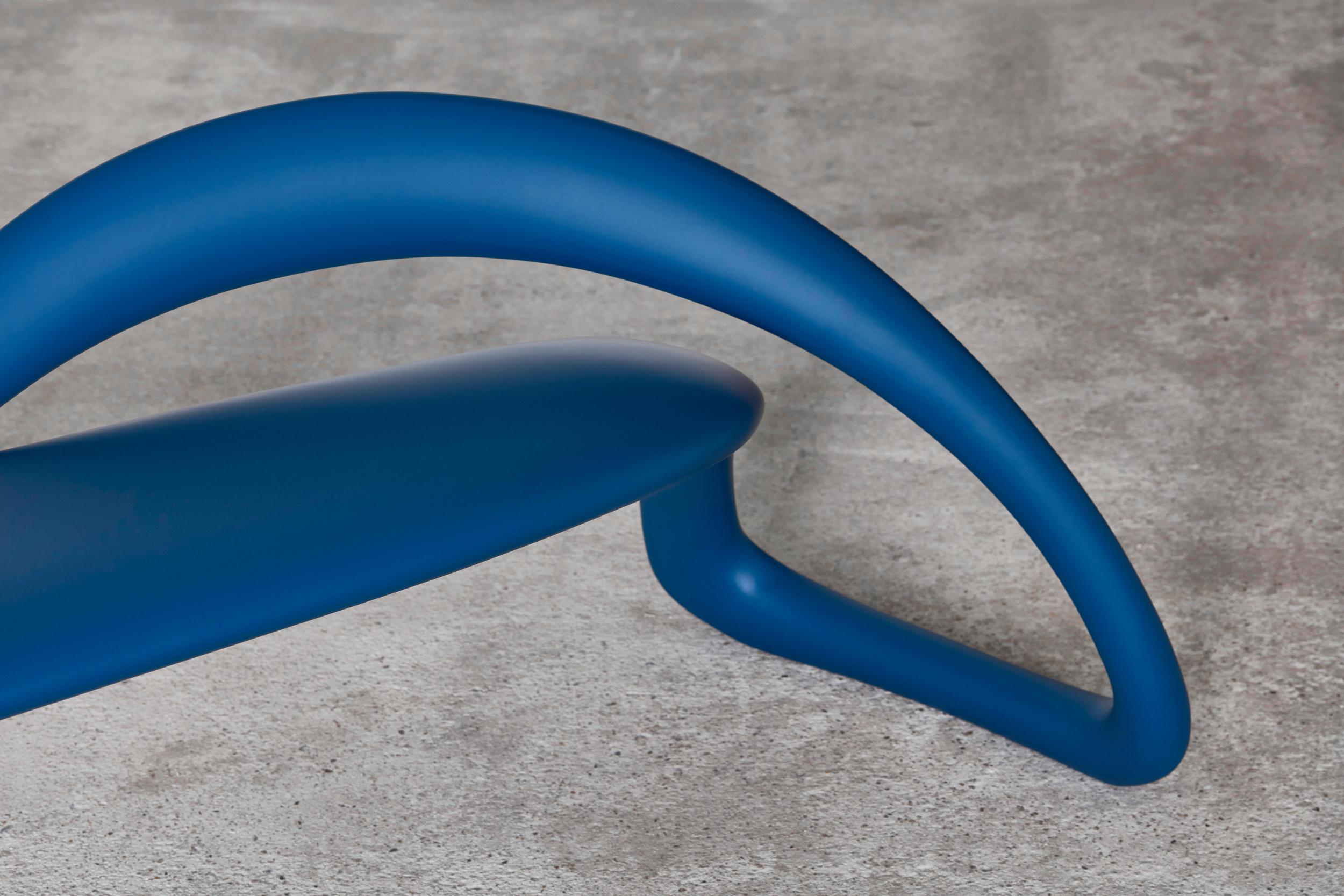 E-Turn, Lacquered Fibreglass Sculptural Bench Seat in Blue by Brodie Neill In New Condition For Sale In London, GB