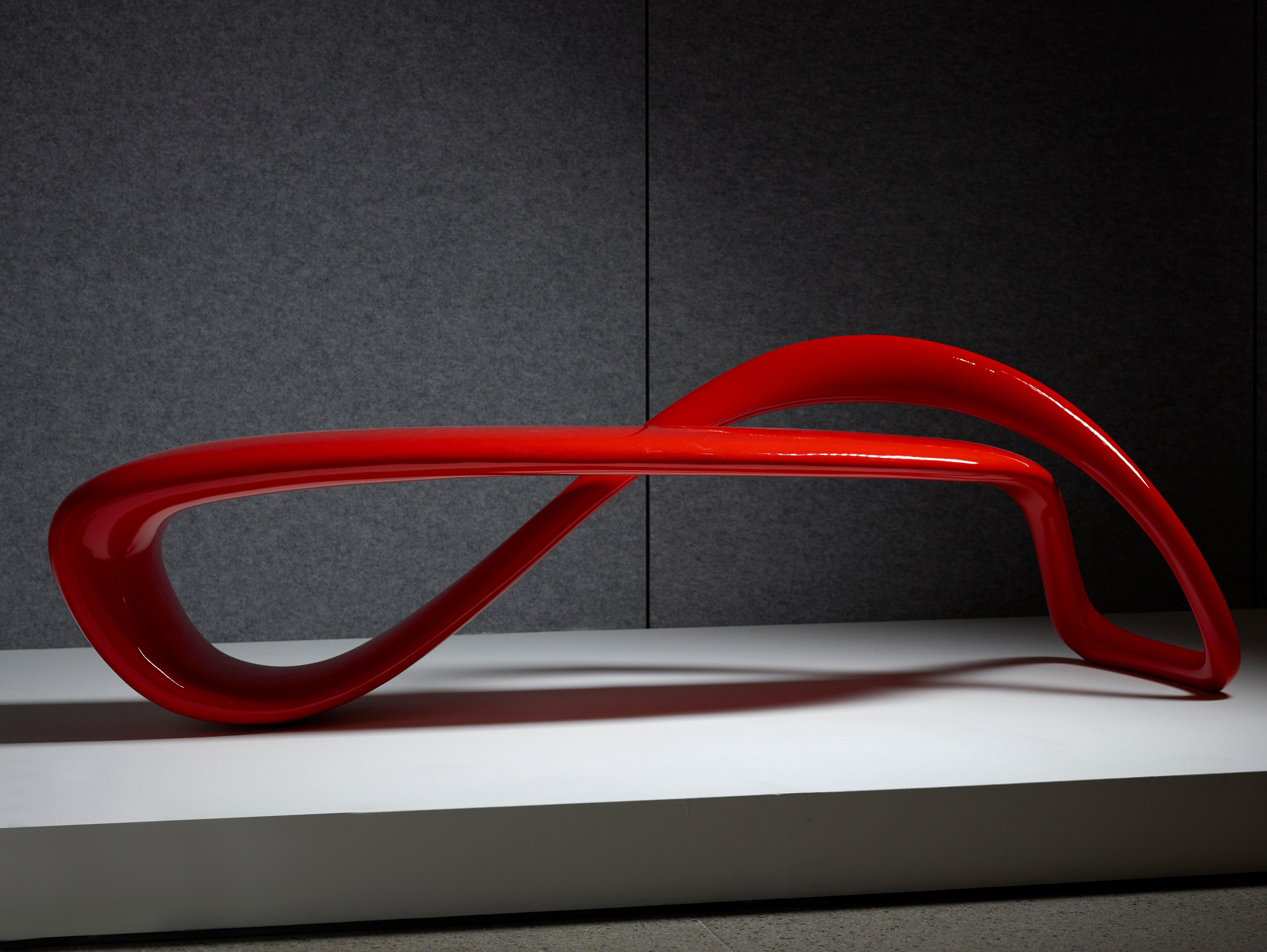 E-Turn, Lacquered Fibreglass Sculptural Bench Seat in Red by Brodie ...