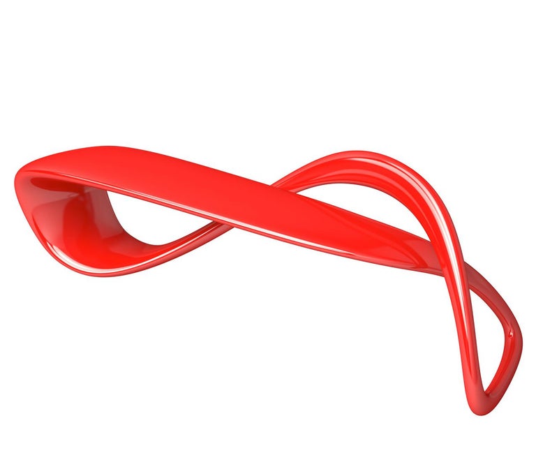 E-Turn, Lacquered Fibreglass Sculptural Bench Seat in Red by Brodie Neill For Sale