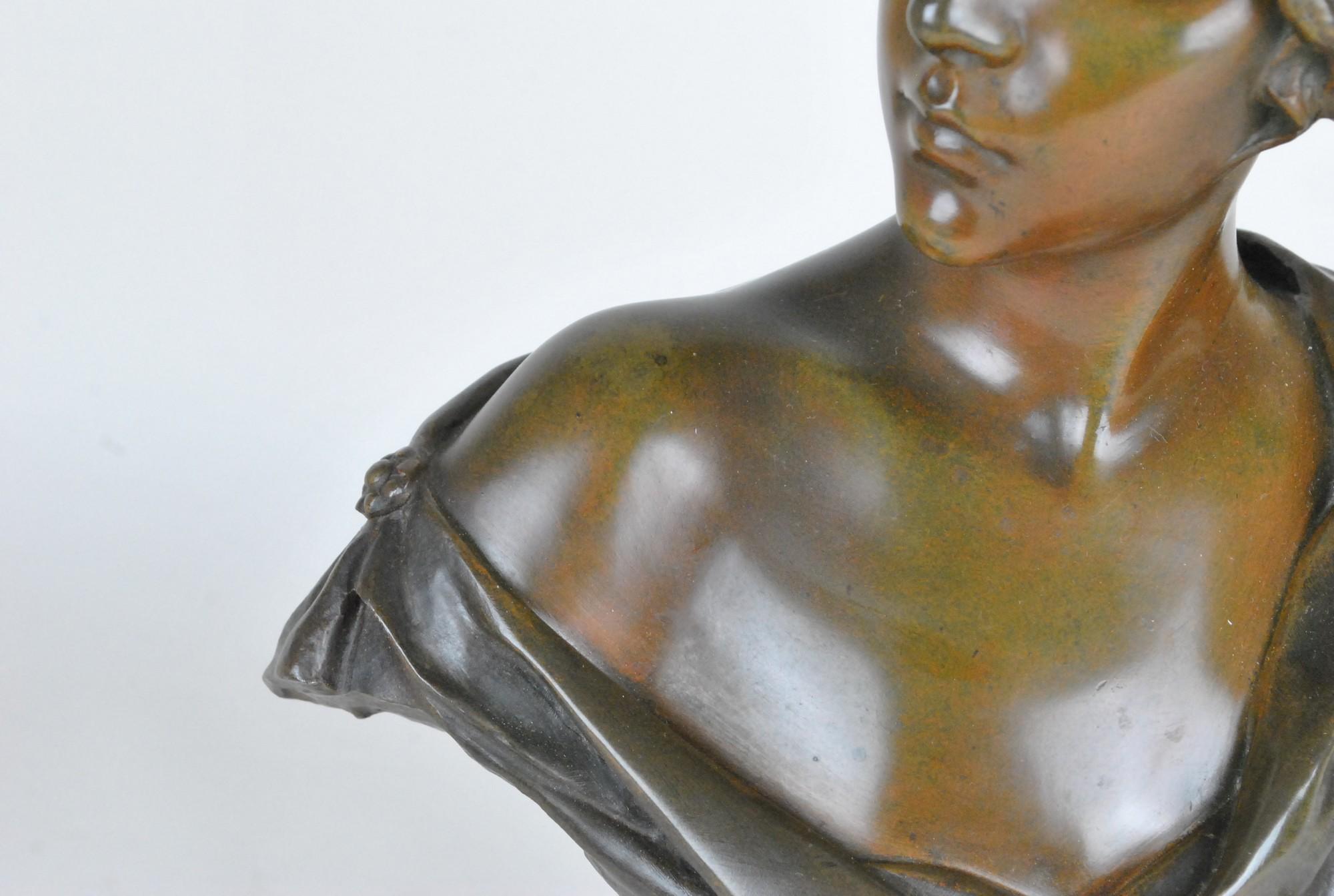 E Villanis, Lucretia, Signed Bronze Bust, Early 20th Century 6