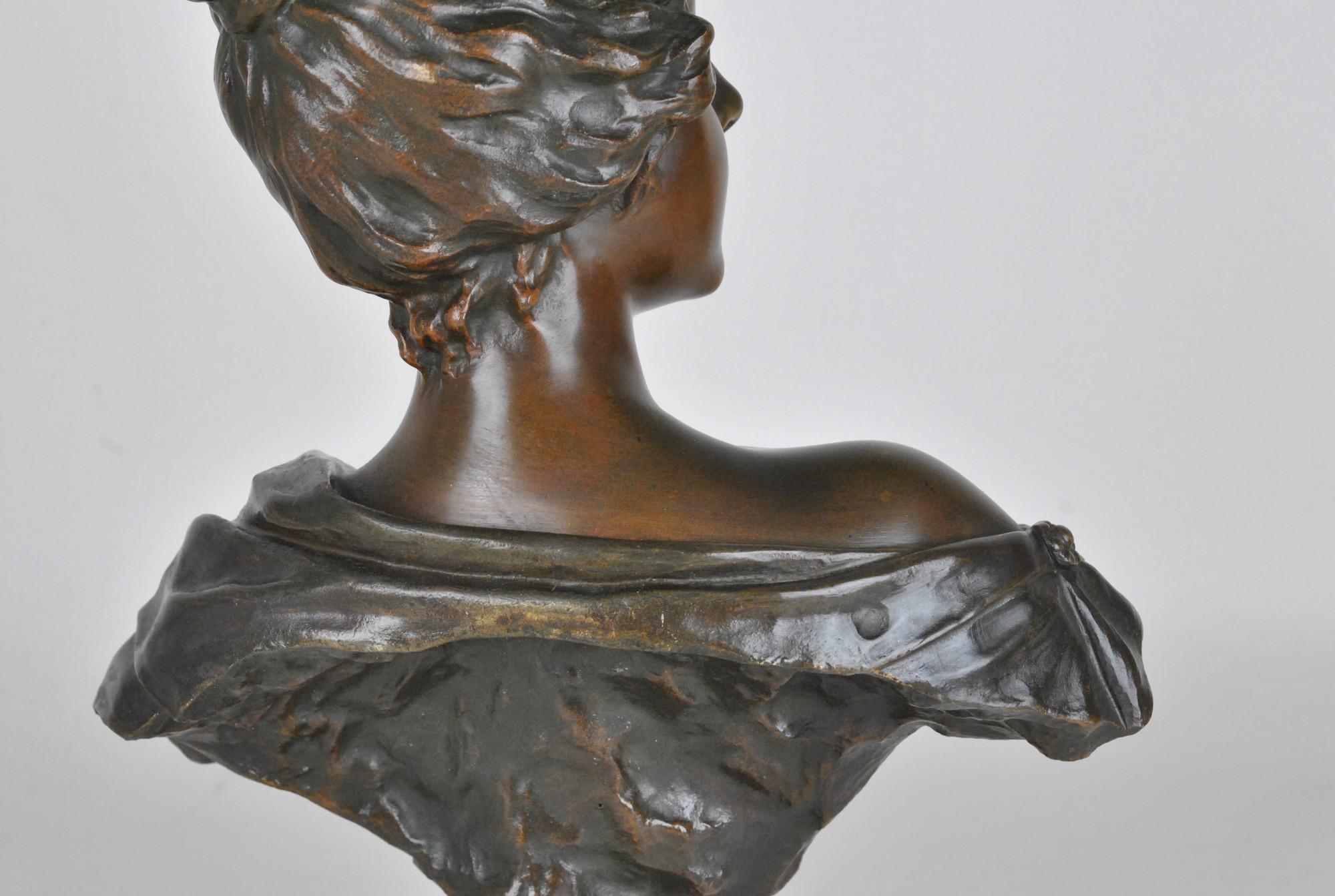 E Villanis, Lucretia, Signed Bronze Bust, Early 20th Century 7