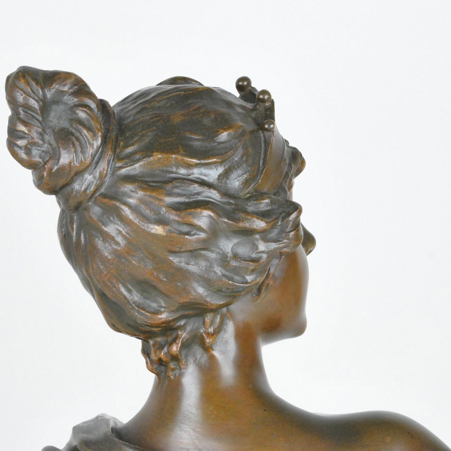 E Villanis, Lucretia, Signed Bronze Bust, Early 20th Century 8