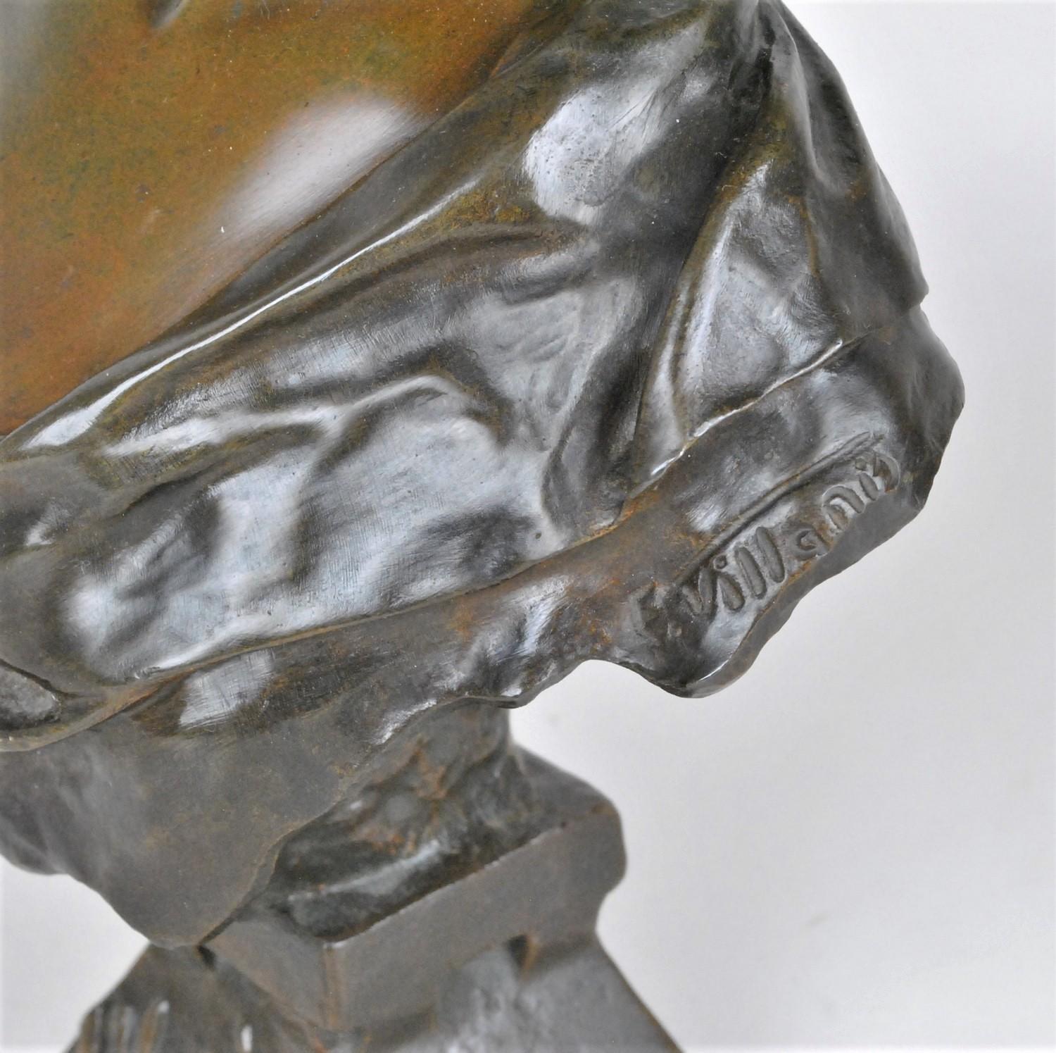 E Villanis, Lucretia, Signed Bronze Bust, Early 20th Century In Good Condition In MARSEILLE, FR