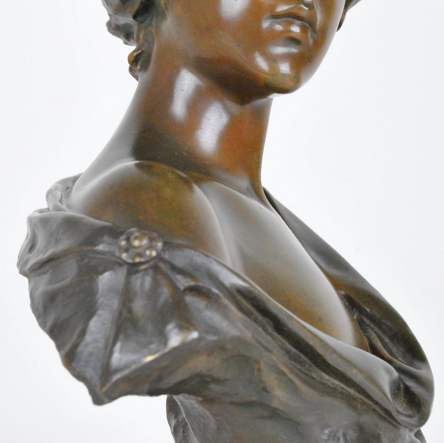 E Villanis, Lucretia, Signed Bronze Bust, Early 20th Century 4
