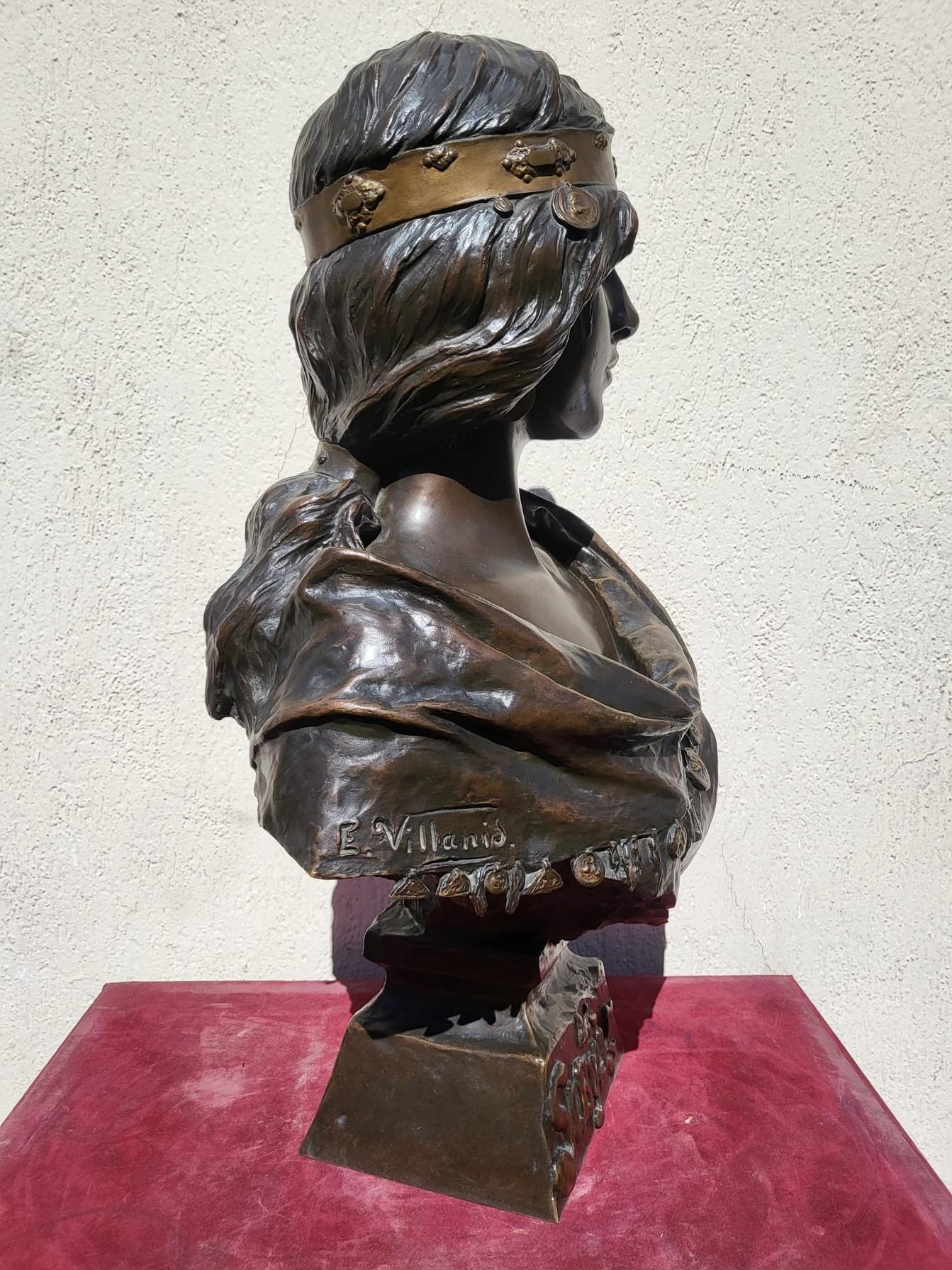 E Villanis, Le Sibylla, buste en bronze, Art nouveau, fin du 19ème début du 20ème siècle en vente 4