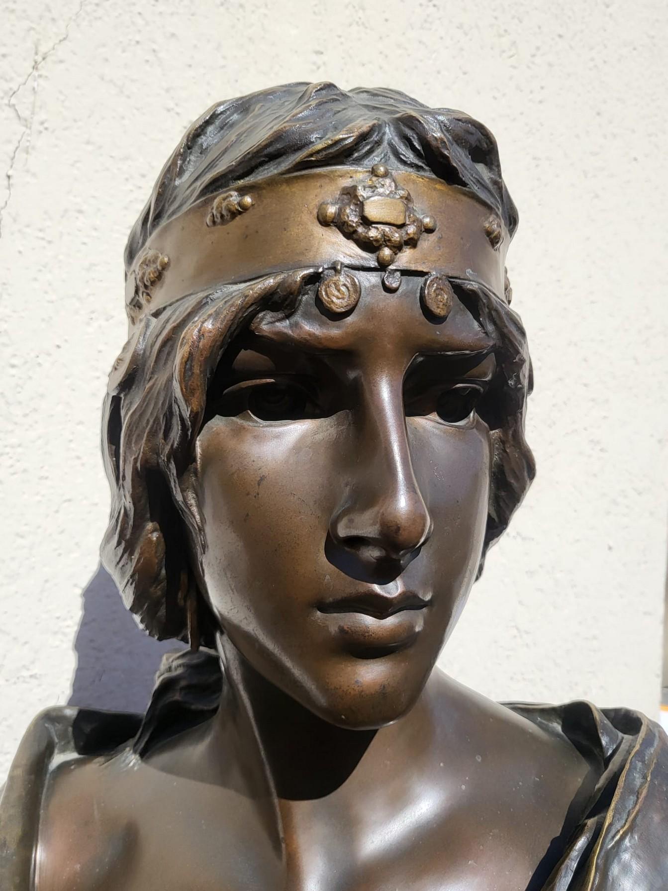 E Villanis, The Sibyl, Bronze Bust, Art Nouveau, Late 19th Early 20th Century For Sale 13