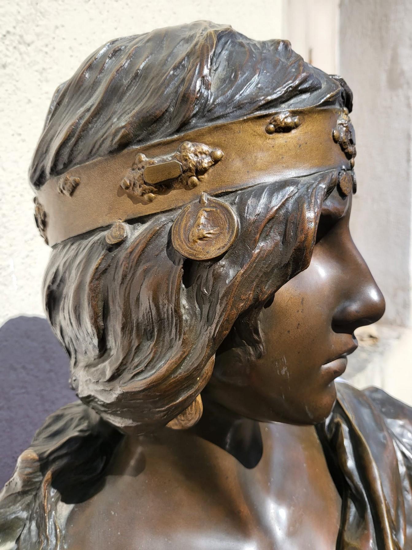 E Villanis, The Sibyl, Bronze Bust, Art Nouveau, Late 19th Early 20th Century For Sale 3