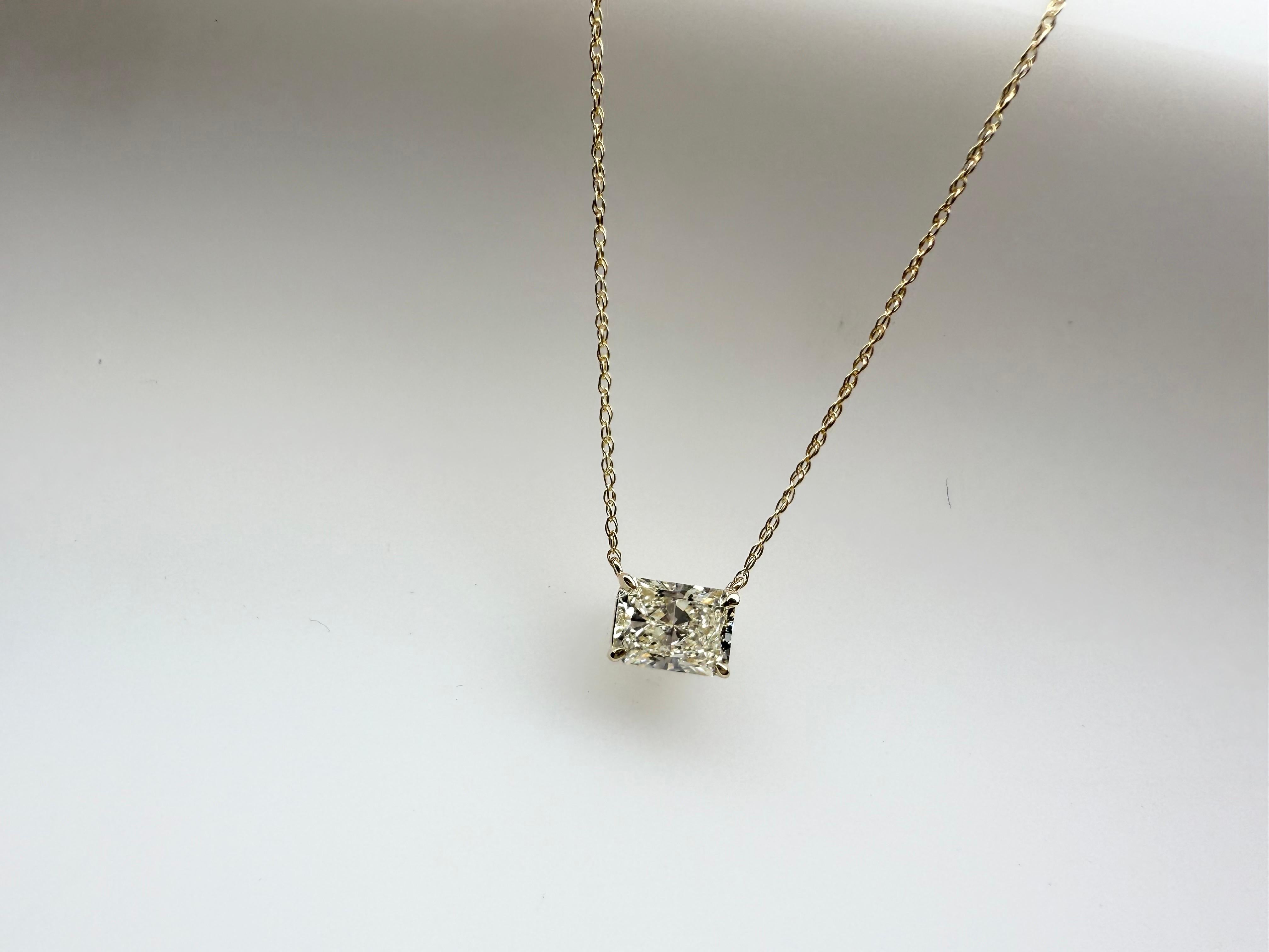 E VS2 Radiant Diamant-Anhänger Halskette 14KT Gelbgold im Angebot 3