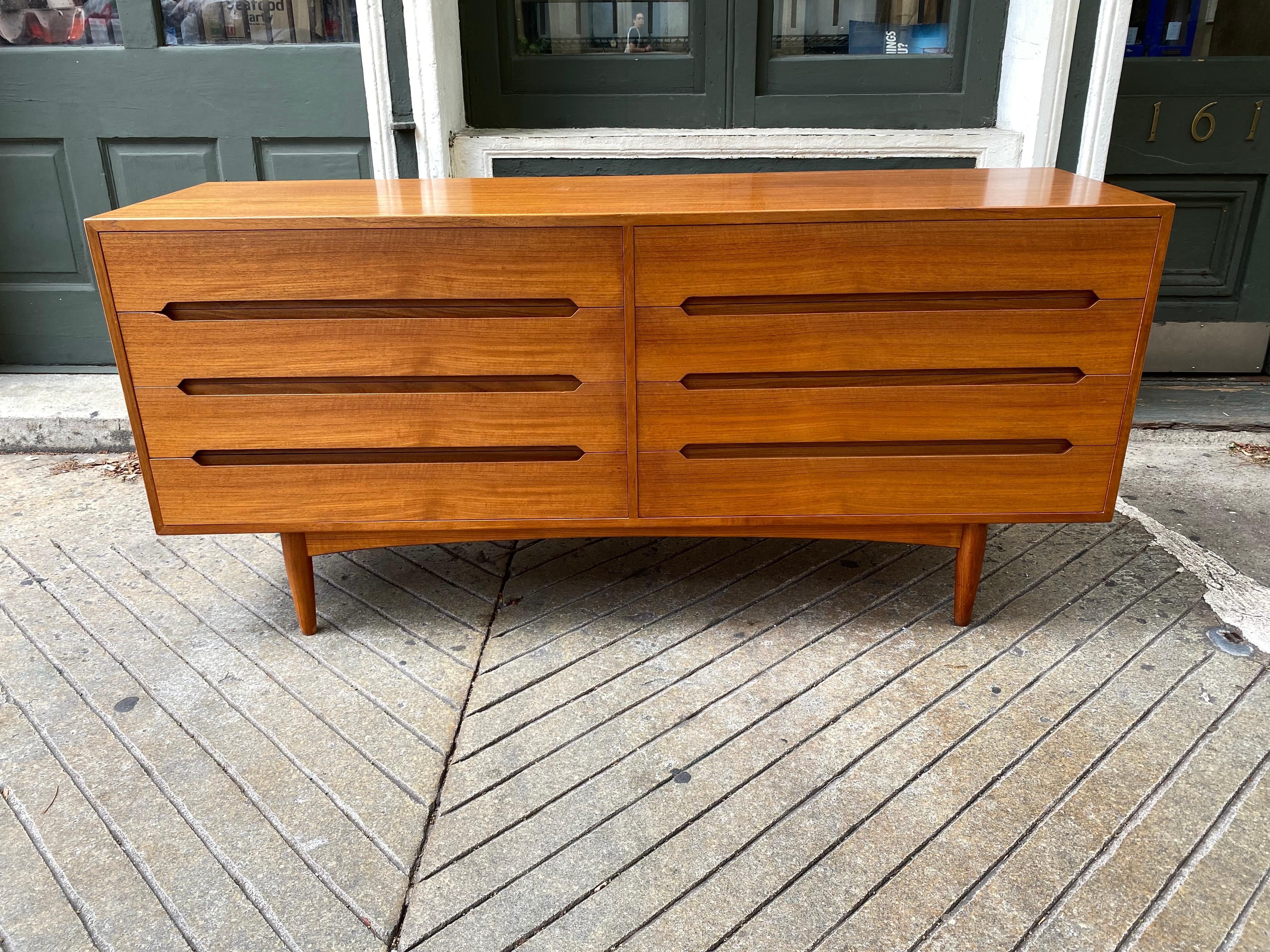 Scandinavian Modern E. W. Bach Danish Teak 8 Drawer Dresser