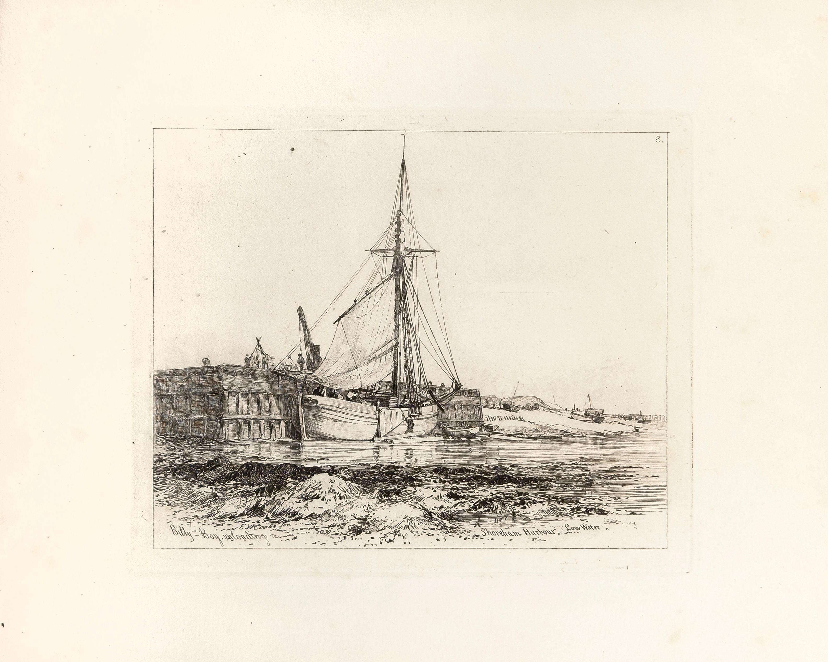E. W. Cooke Print - 26: Billy-Boy unloading, Shoreham Harbour