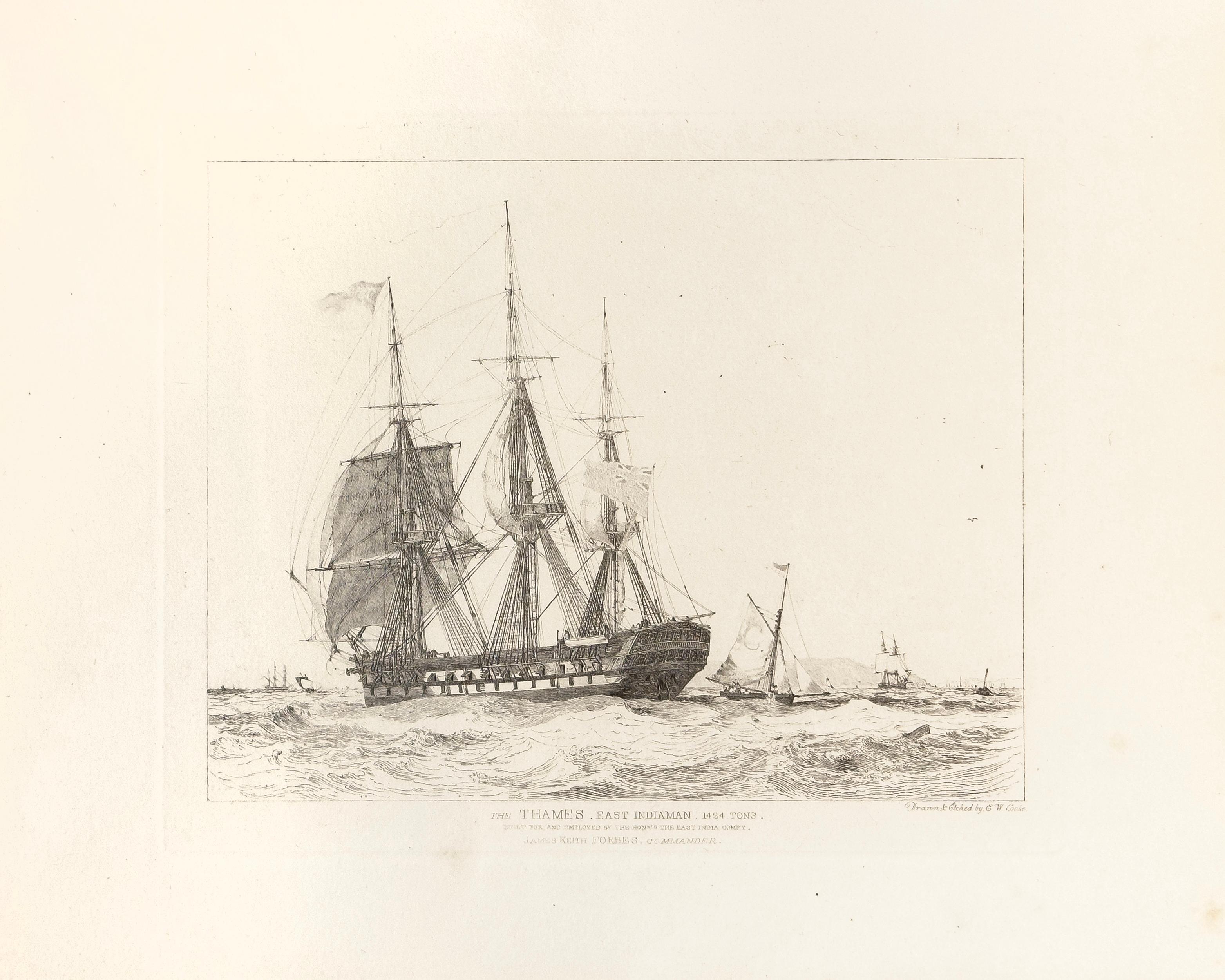 E. W. Cooke Landscape Print – 28: Themse East Indiaman