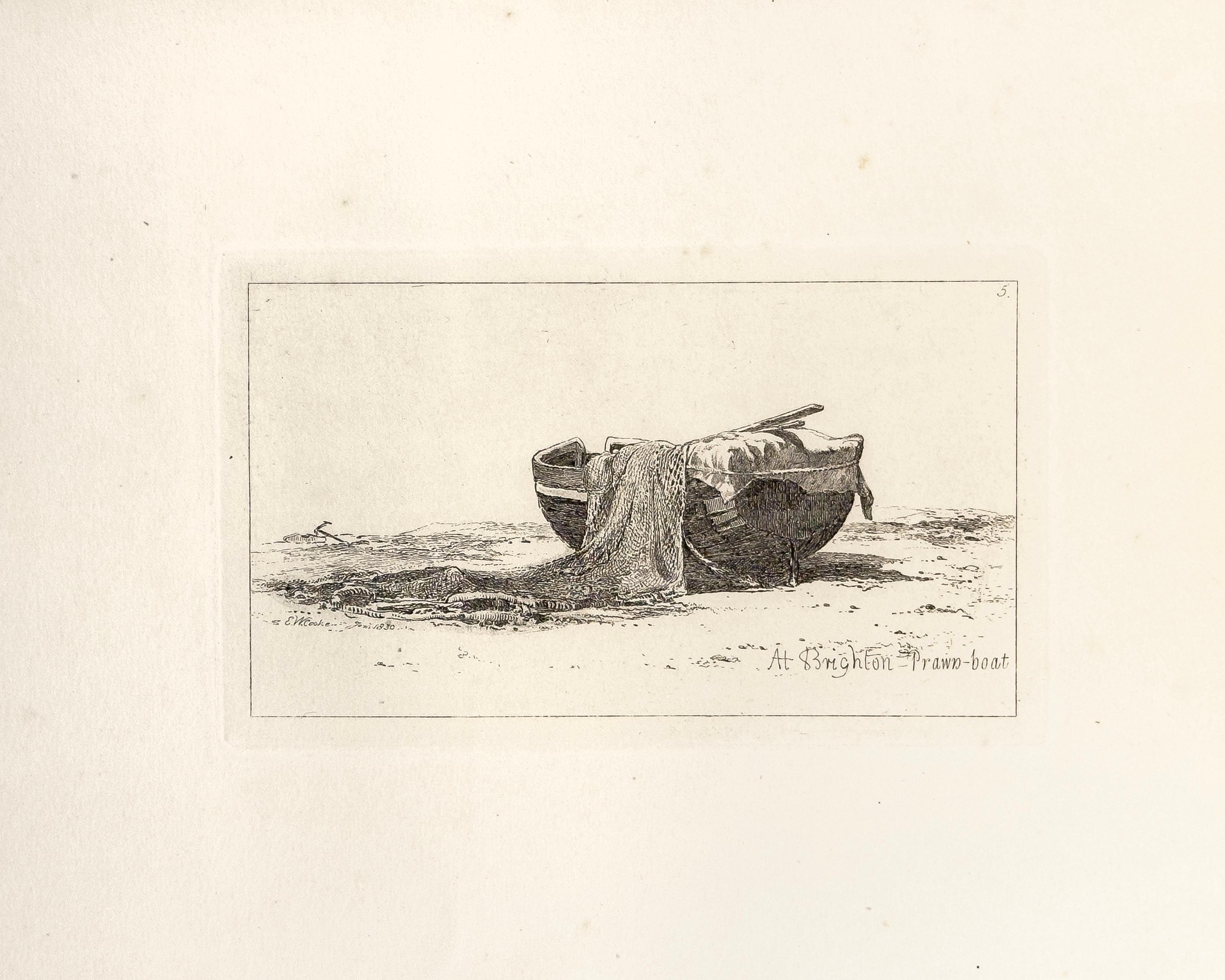 E. W. Cooke Landscape Print - 44: At Brighton, Prawn-boat