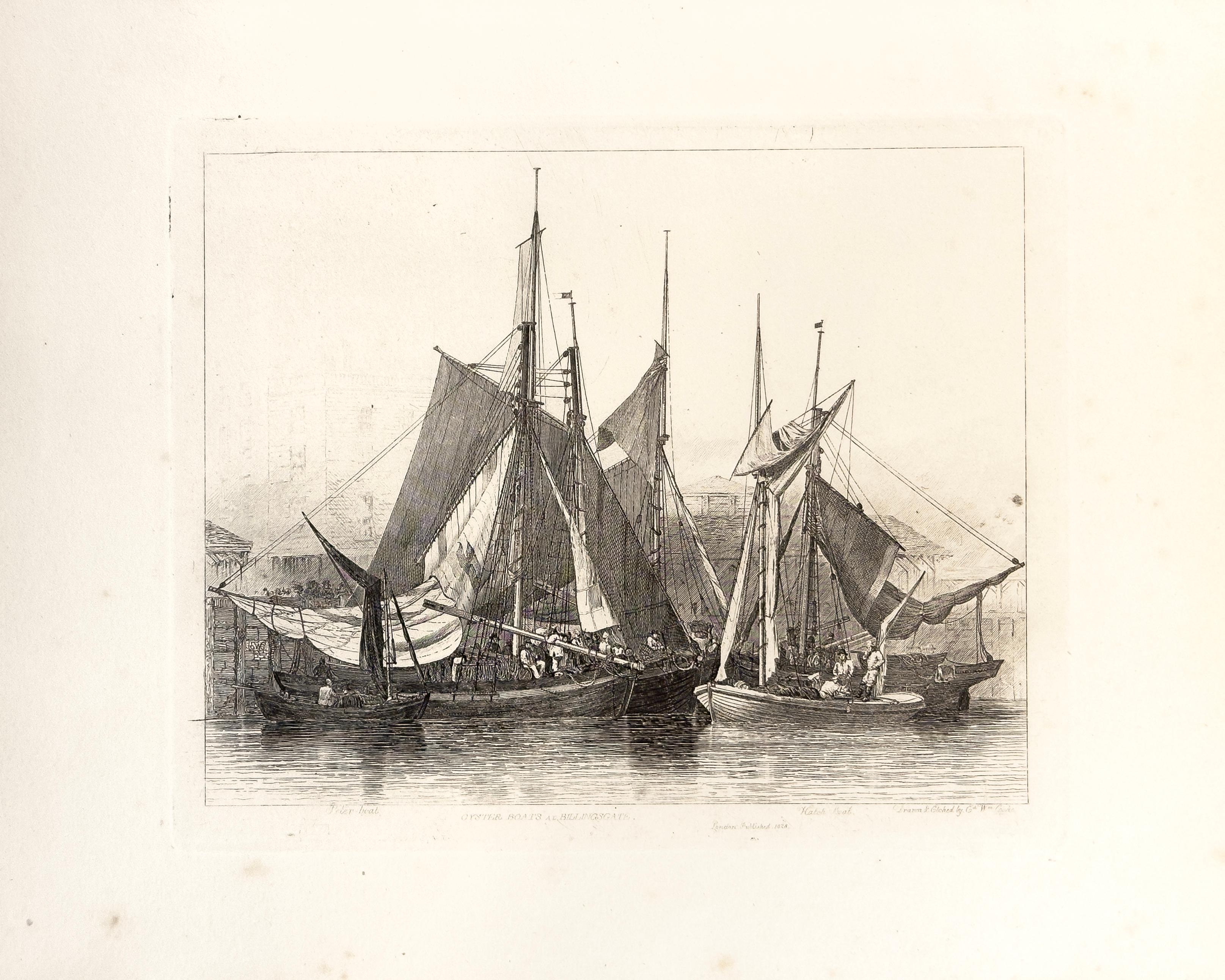 E. W. Cooke Landscape Print – 52: Austernboote in Billingsgate