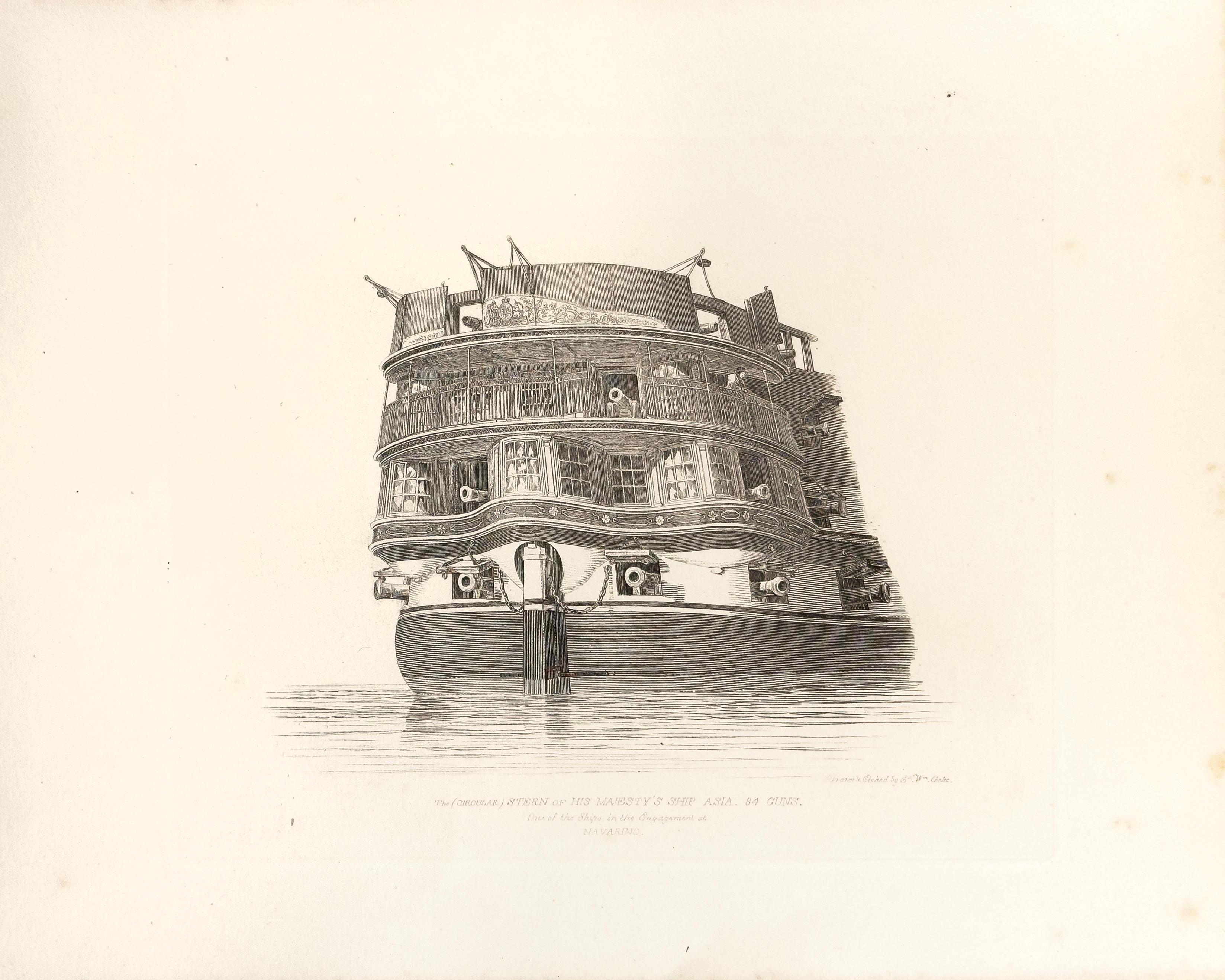 E. W. Cooke Landscape Print - 56: The Stern of His Majesty's Ship