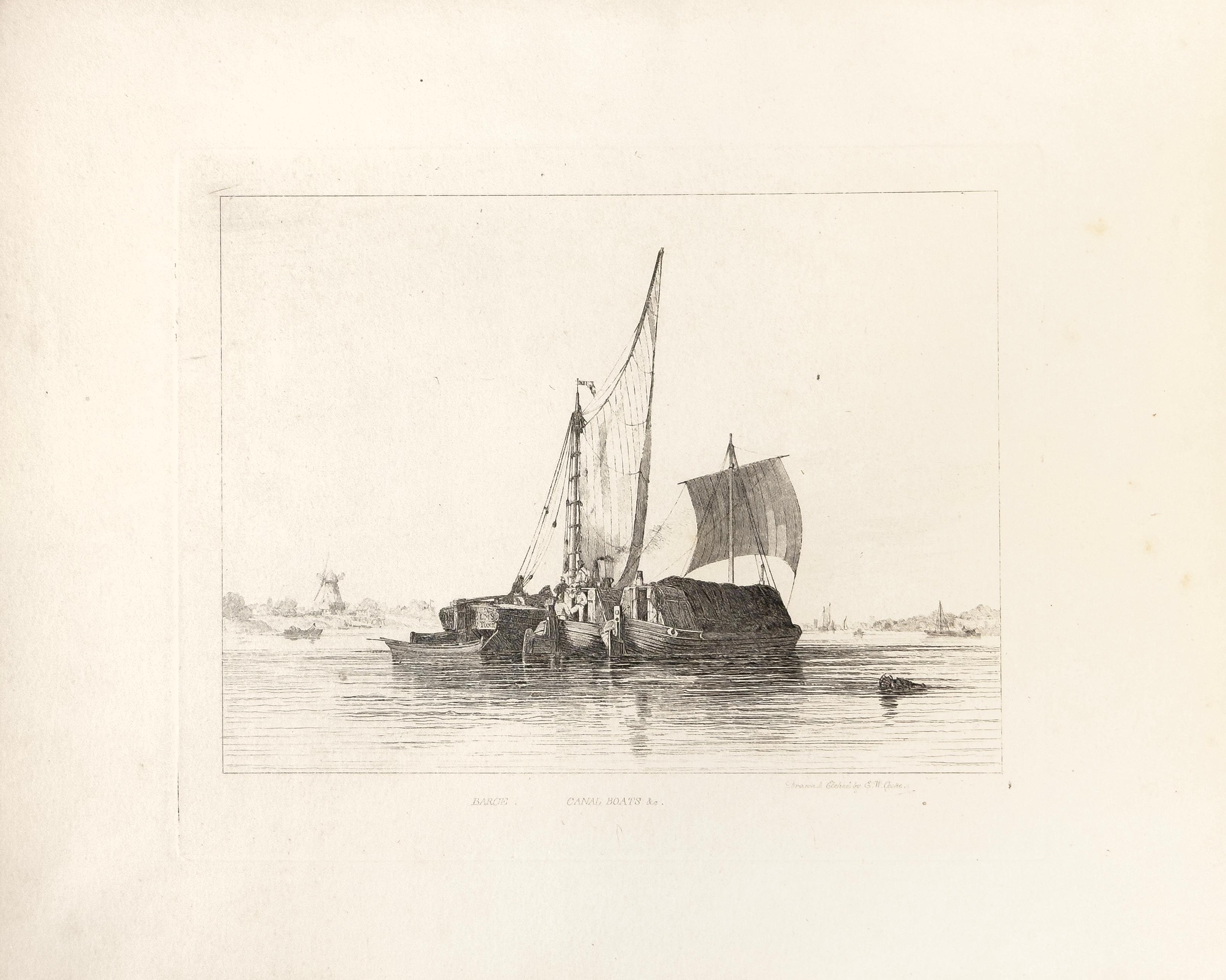 E. W. Cooke Landscape Print - 60: Barge, Canal Boats