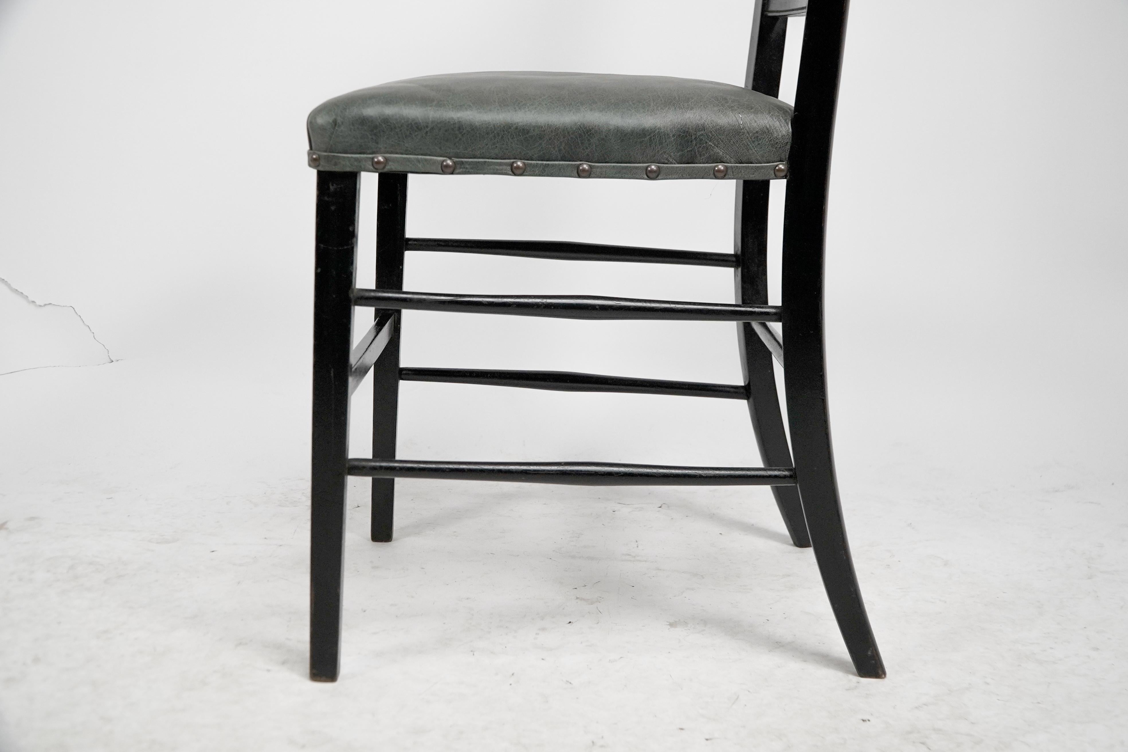 E W Godwin An Anglo-Japanese ebonized side chair professionally upholstered For Sale 3