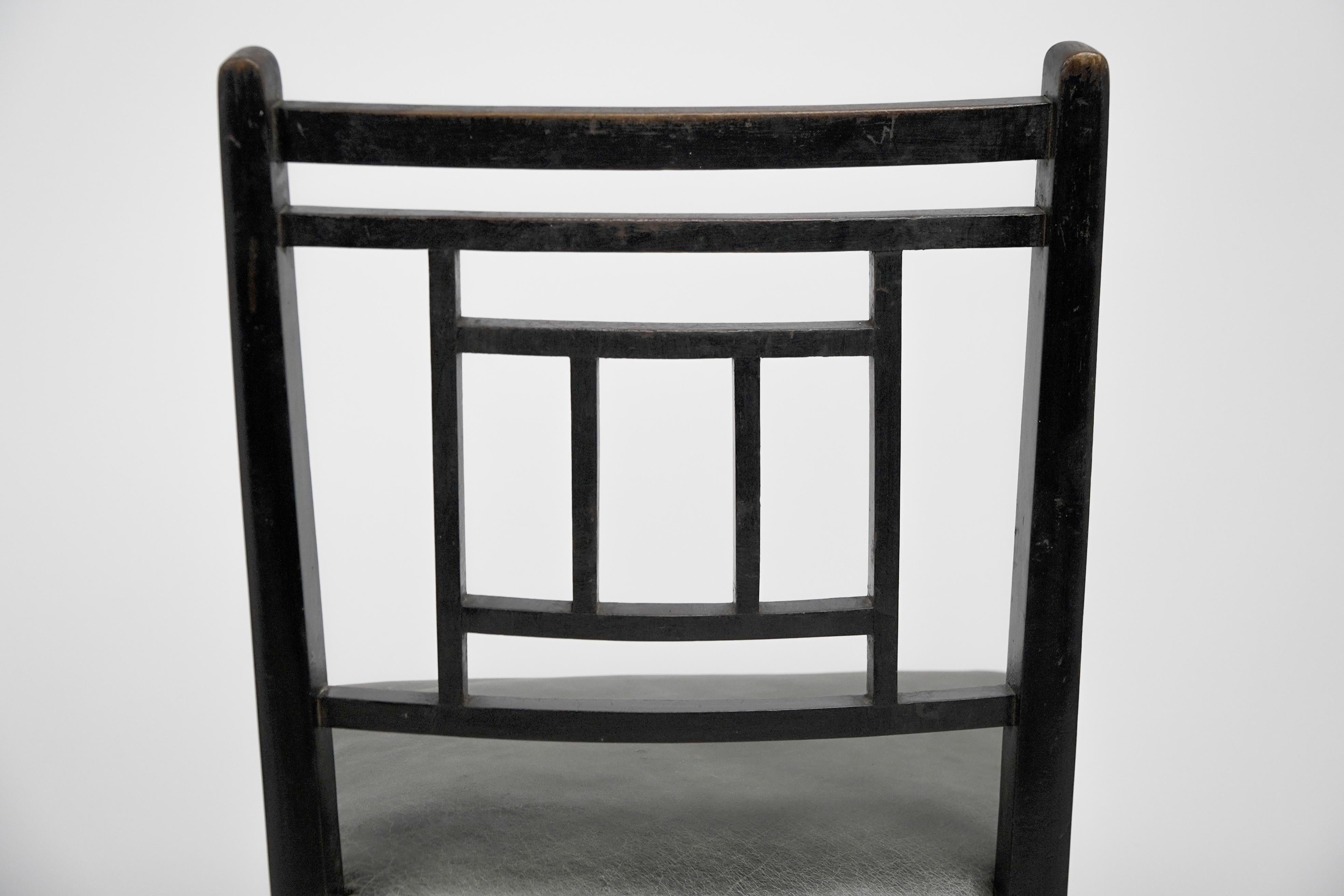 E W Godwin An Anglo-Japanese ebonized side chair professionally upholstered For Sale 13
