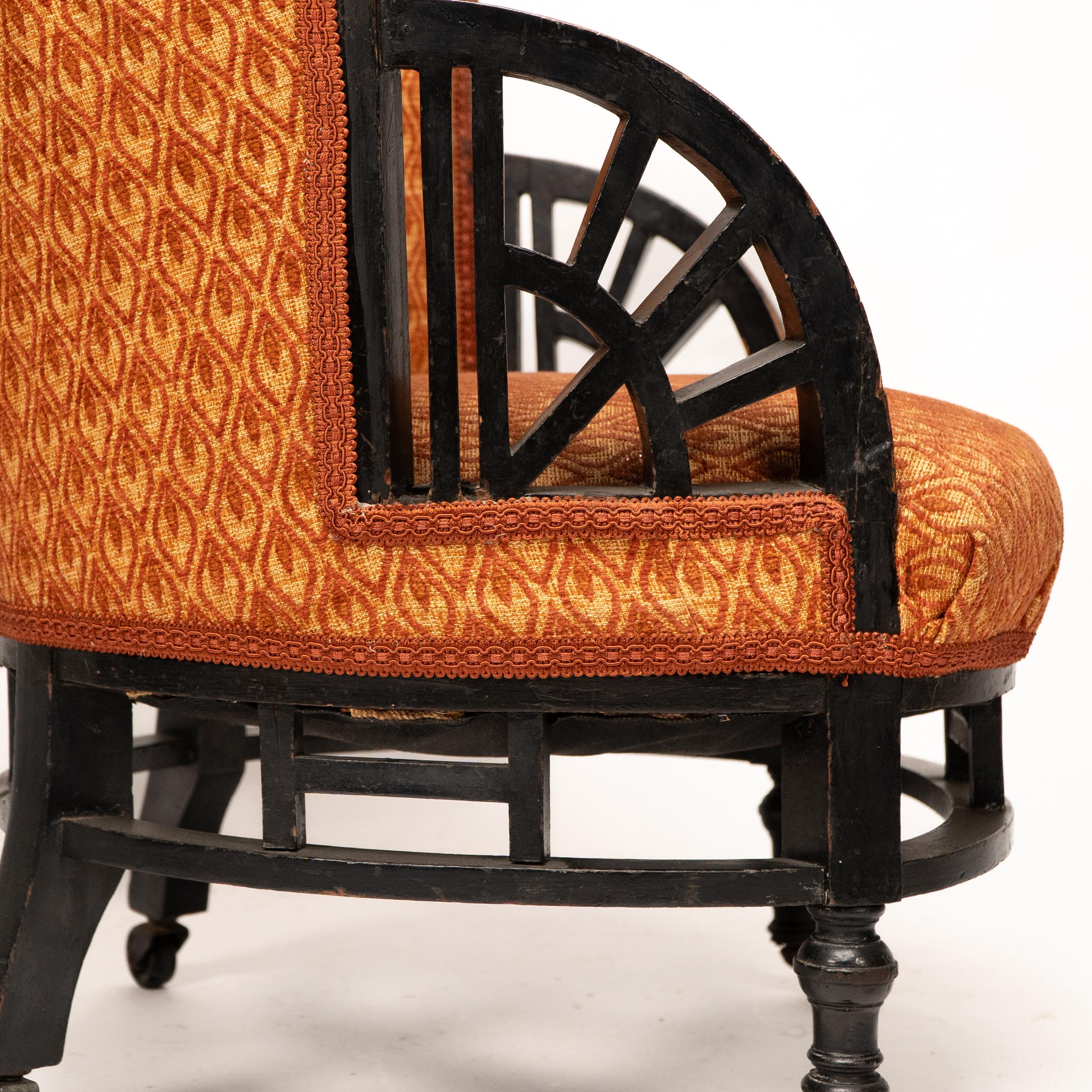 E W Godwin attri. An Anglo-Japanese circular armchair with fan shaped arms For Sale 5