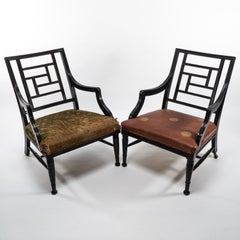 E. W. Godwin, attri. Two Anglo-Japanese Aesthetic Movement Ebonized Armchairs