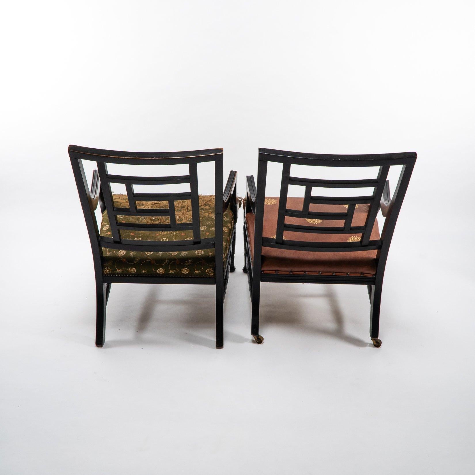 E. W. Godwin, attri. Zwei anglo-japanische Aesthetic Movement Sessel aus Ebenholz (Handgefertigt) im Angebot