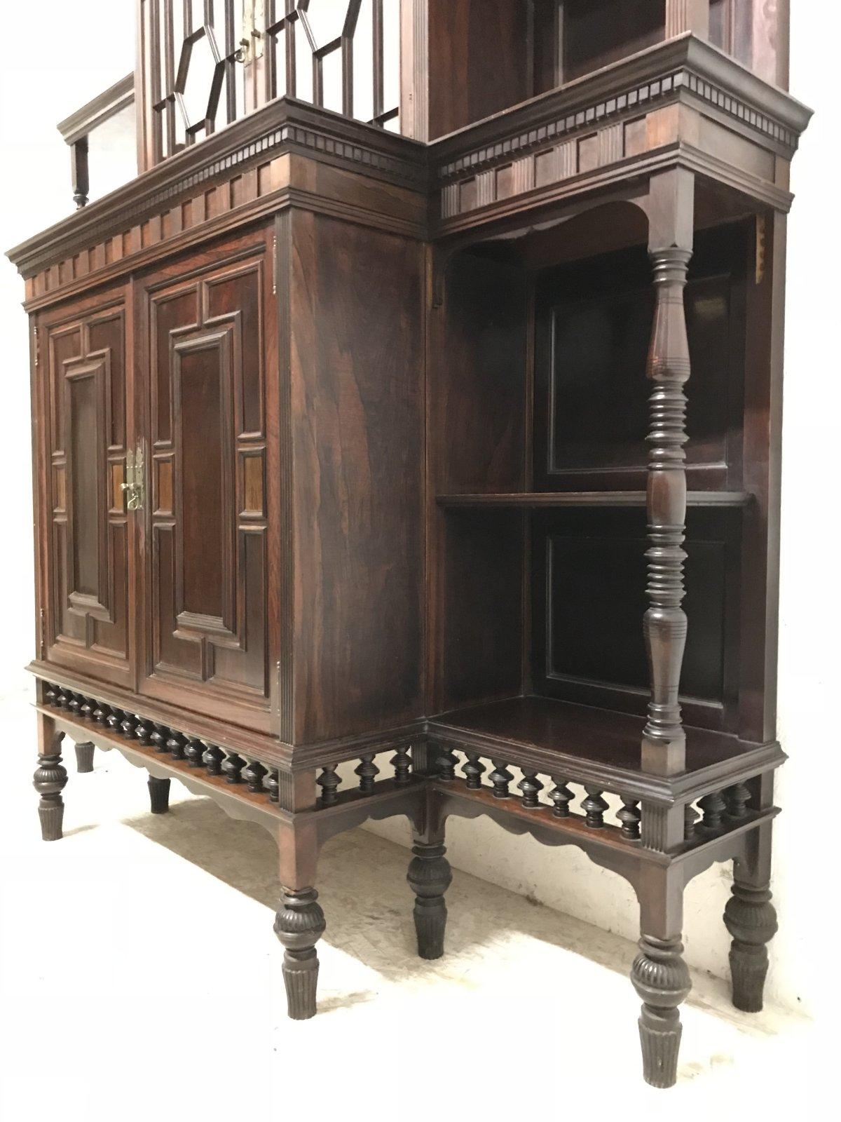 E W Godwin Attribute by Collinson & Lock Rosewood Cabinet, London Stamped 7784 6