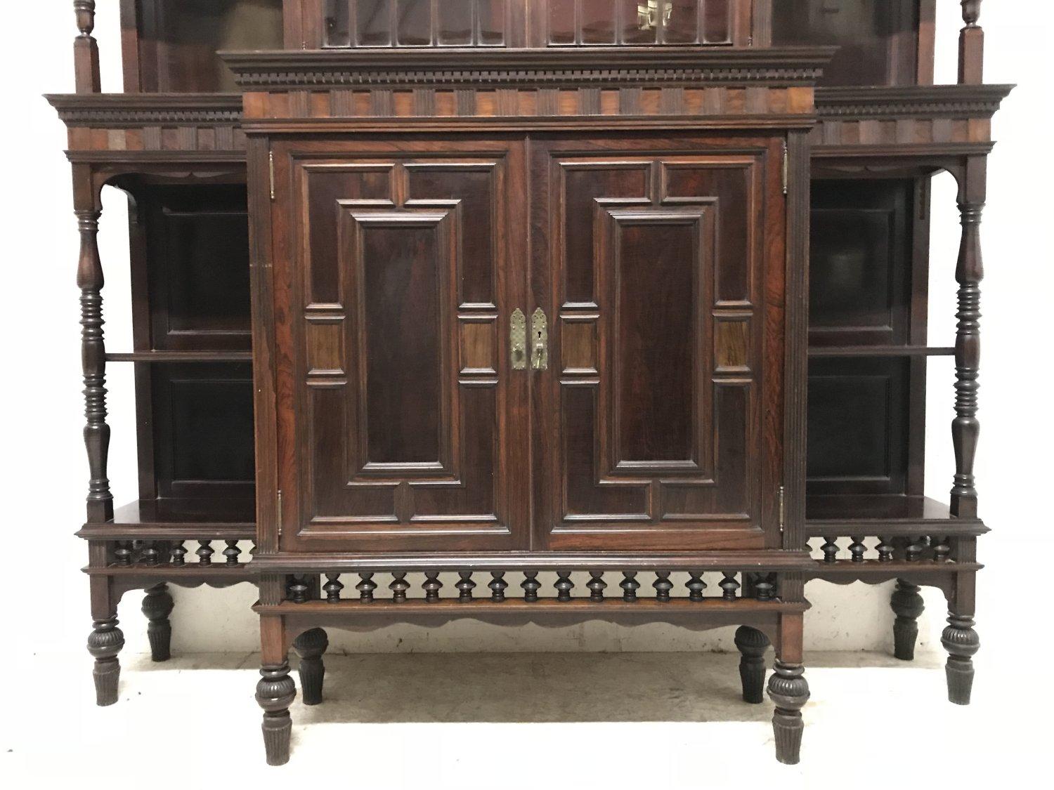 E W Godwin Attribute by Collinson & Lock Rosewood Cabinet, London Stamped 7784 7