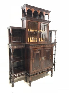 E W Godwin Attribute by Collinson & Lock Rosewood Cabinet, London Stamped 7784