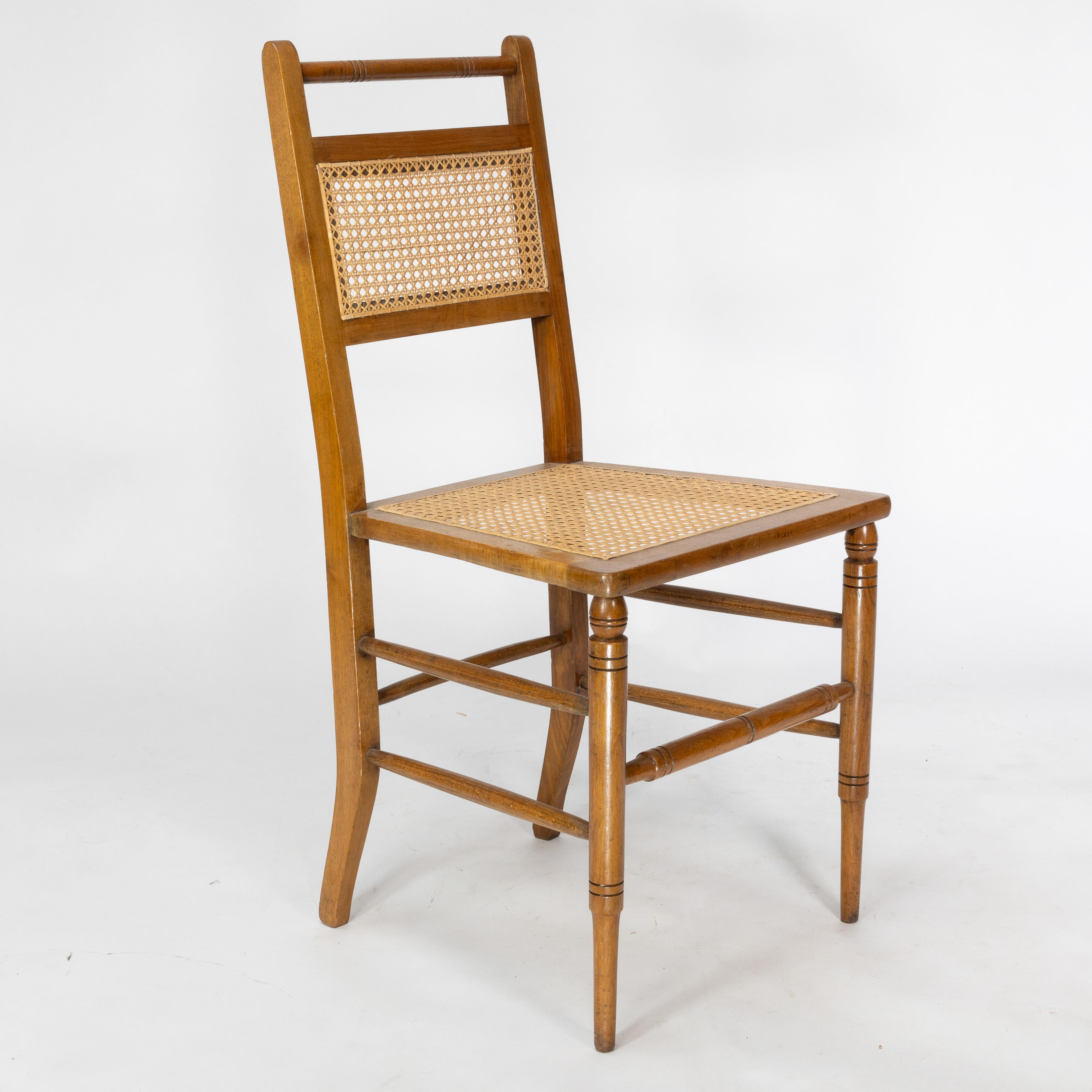 British E W Godwin (attributed). A set of four Anglo-Japanese cane seat chairs For Sale