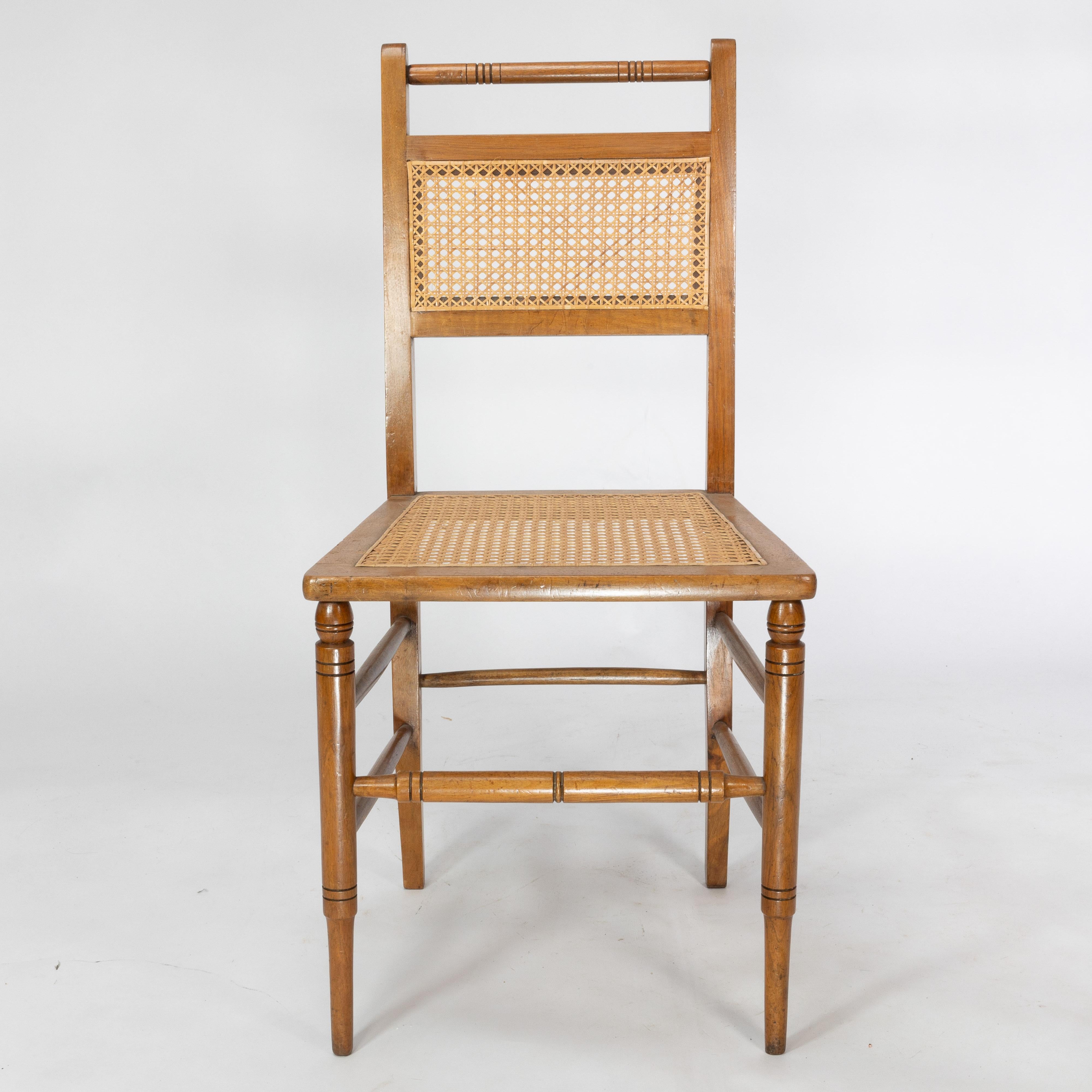 Hand-Crafted E W Godwin (attributed). A set of four Anglo-Japanese cane seat chairs For Sale